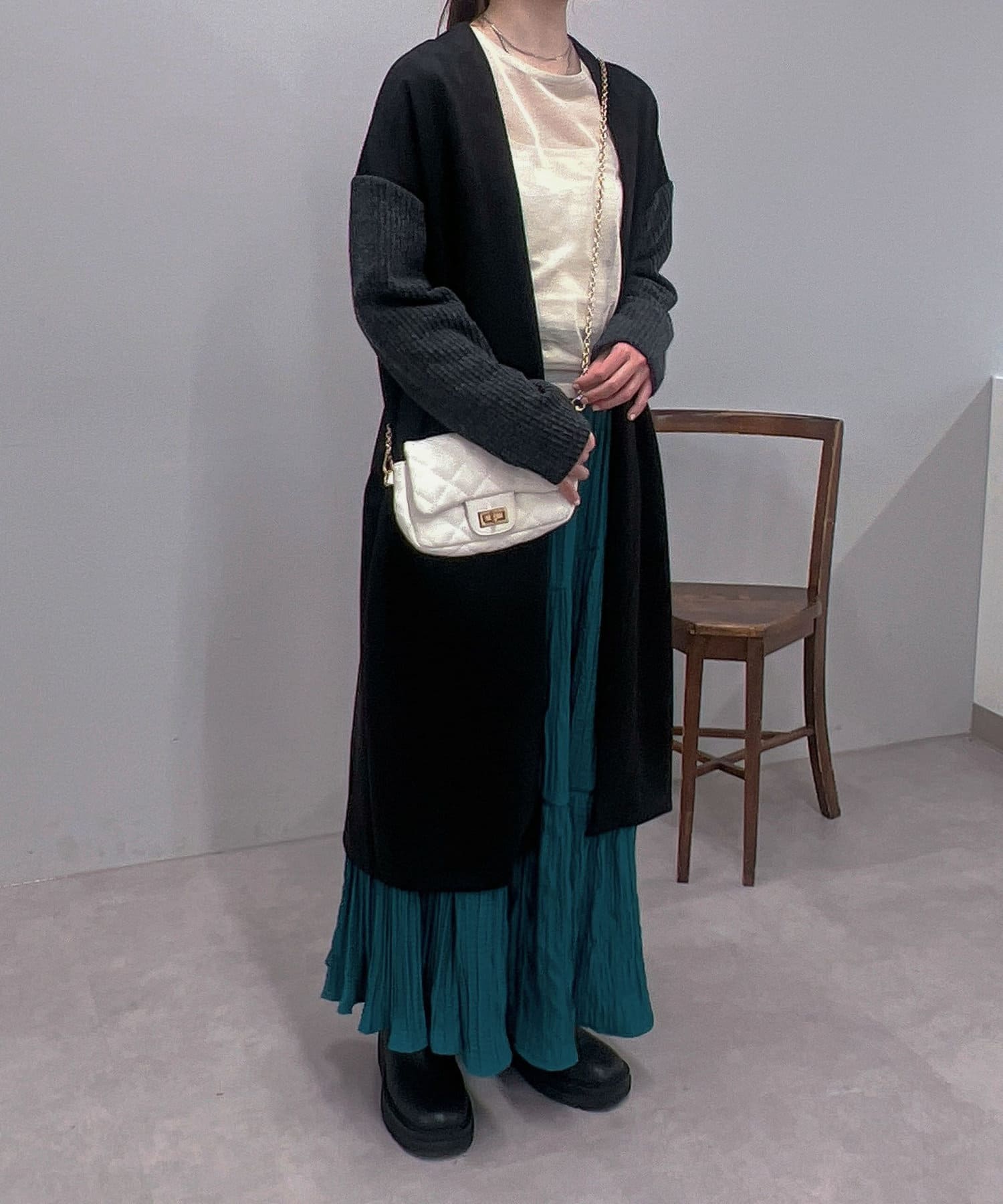 un dix cors(アンディコール) 【通勤にも活躍する】フェイクスエード×リブトッパーコート