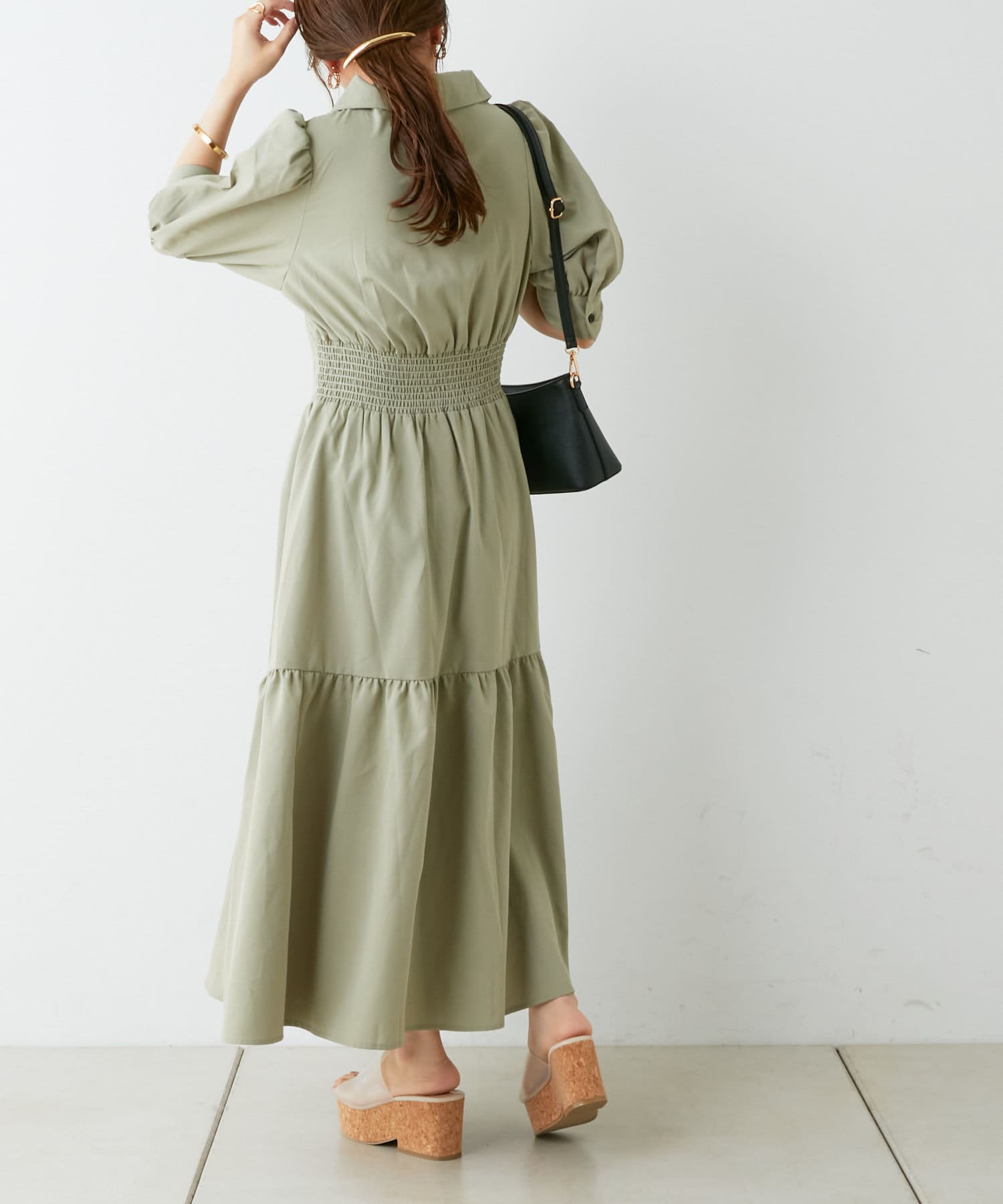 リバイバルアイテム くびれ開襟羽織ワンピース Nice Claup Outlet ナイスクラップ アウトレット レディース Pal Closet パルクローゼット パルグループ公式ファッション通販サイト