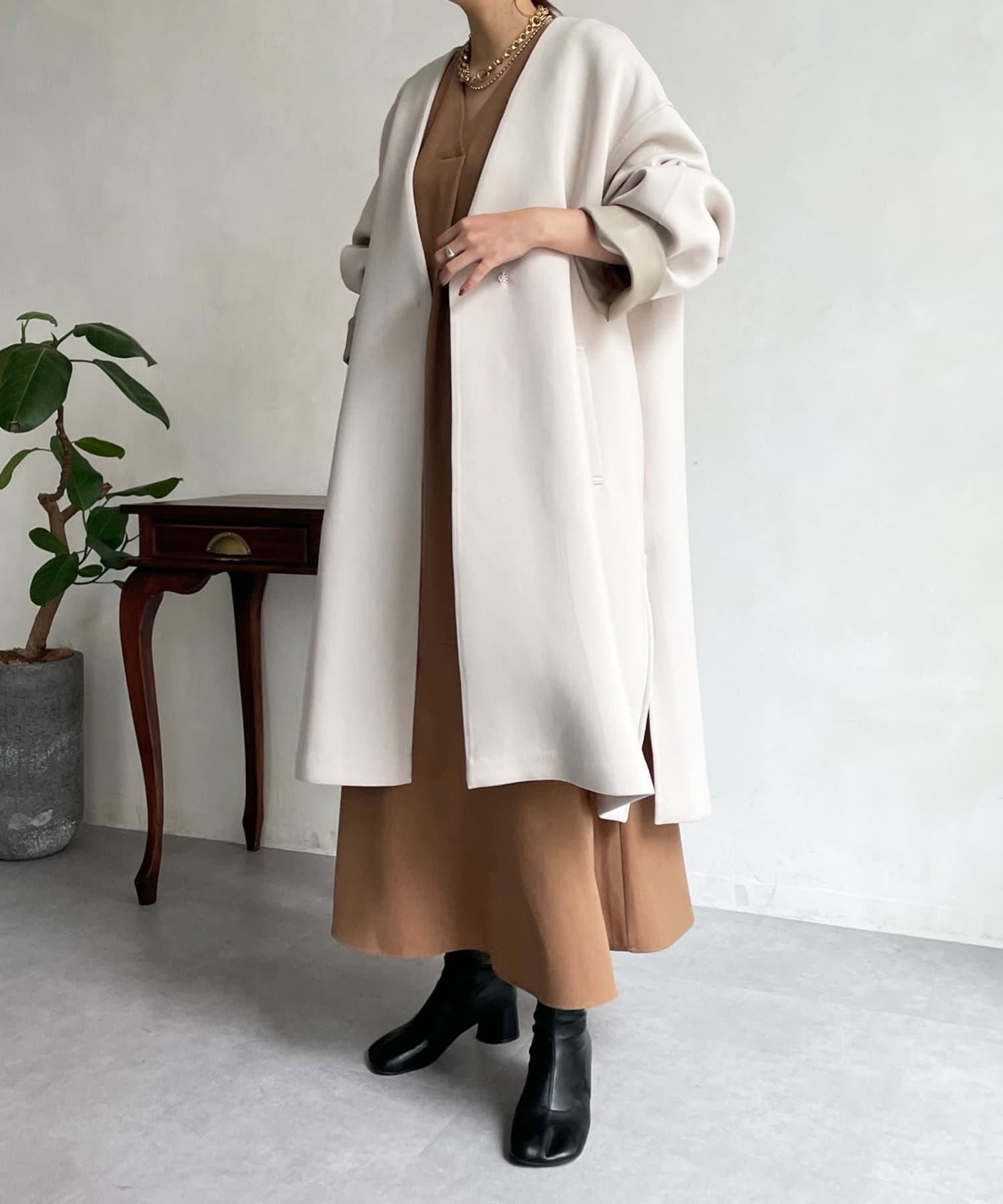 SALE！！【美品】異素材ダンボールコート ダンボールニット ノーカラーコート（12-25MK01-205