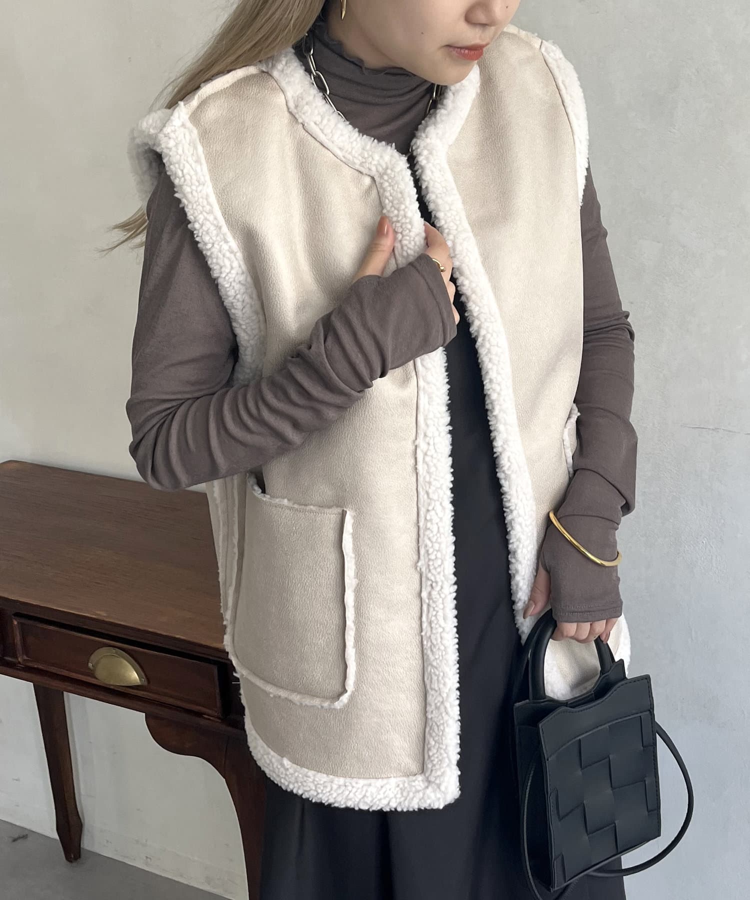 リバーシブルボアベスト | prose verse(プロズヴェール)レディース