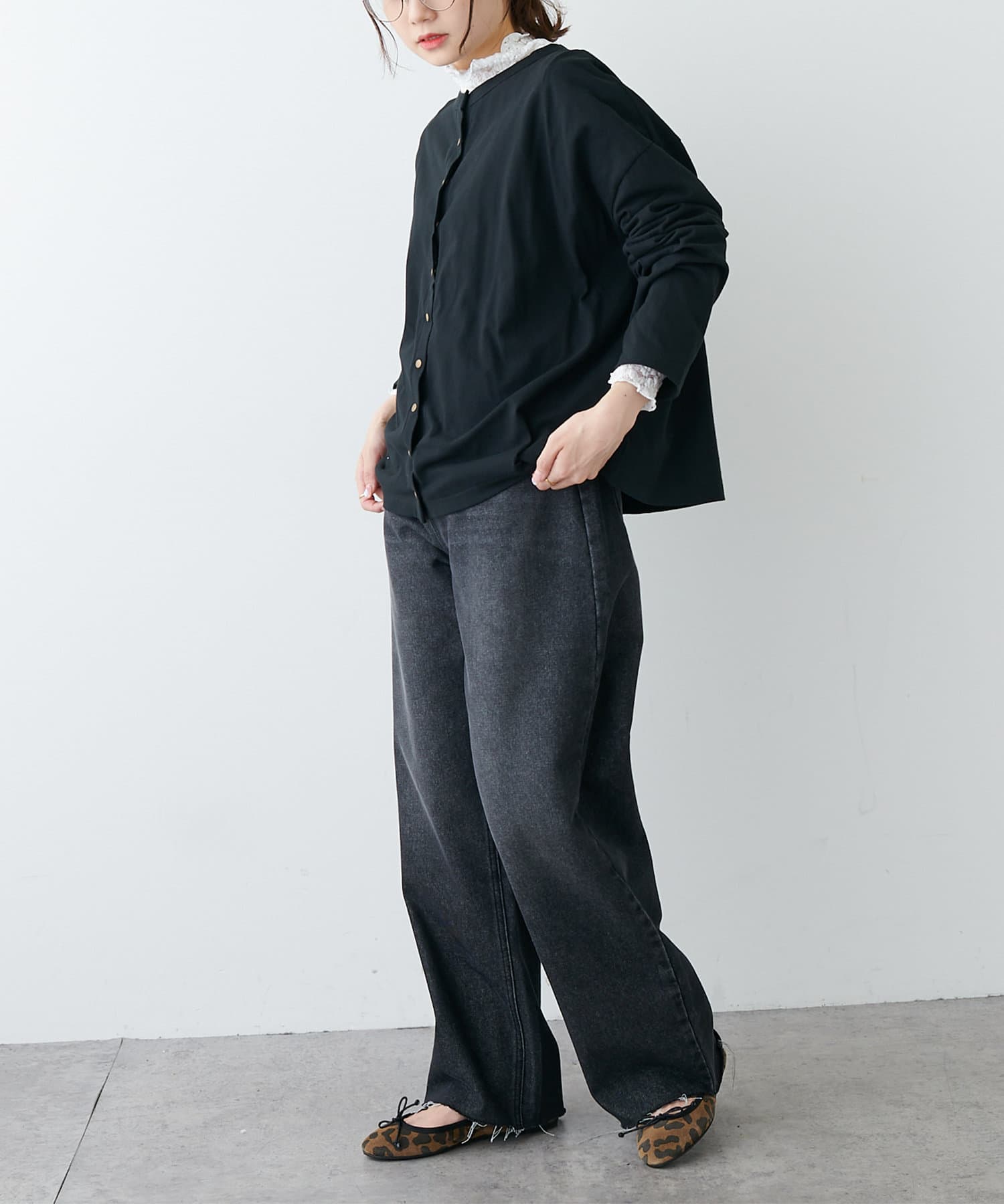 PUAL CE CIN(ピュアルセシン) 【Du noir】スナップボタンカーディガン