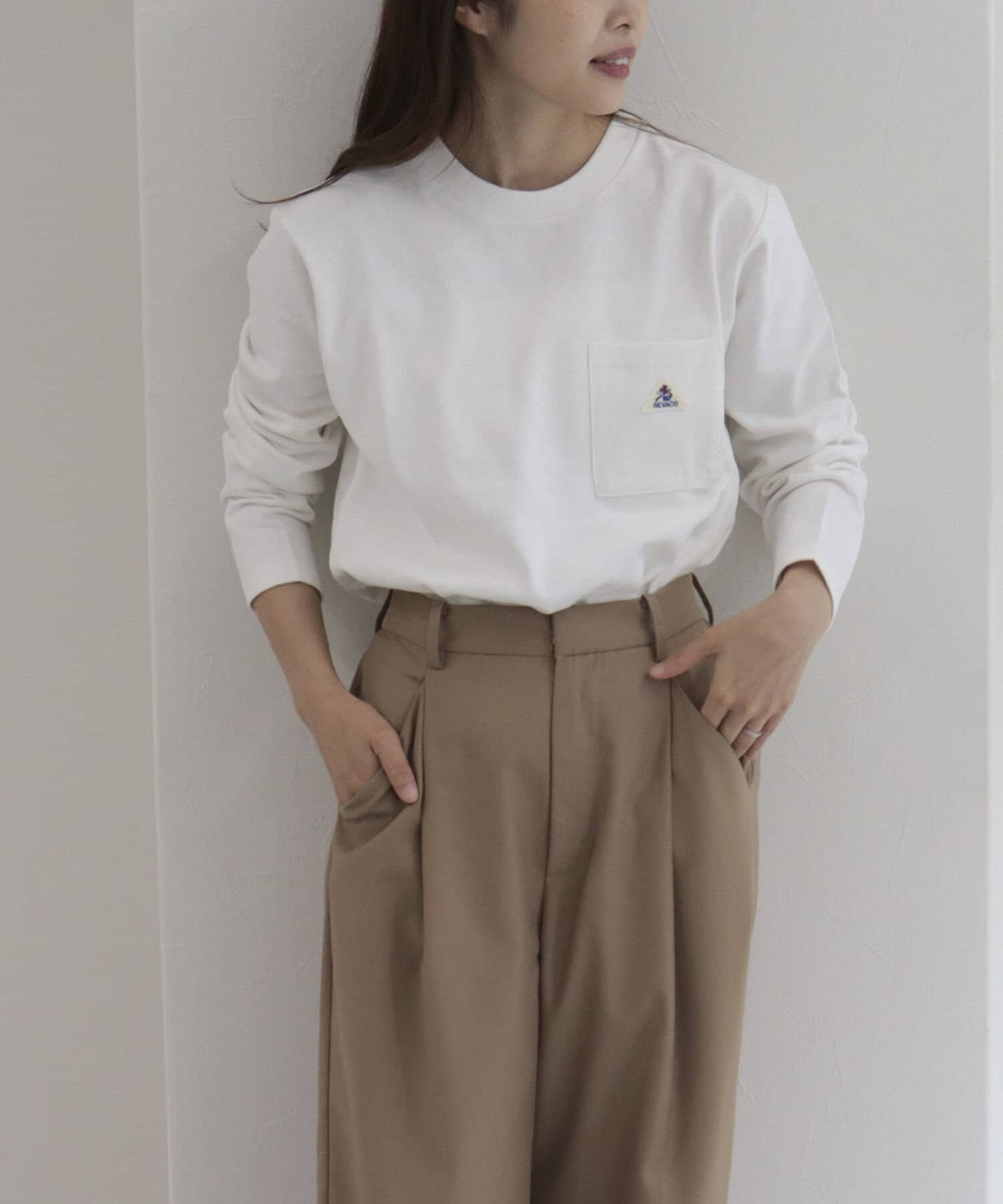 tシャツ 「GEVACO/ゲバコ」フロッキープリントロングスリーブTシャツ レディース GEVACO/ゲバコ】フロッキープリントロングスリーブTシャツ