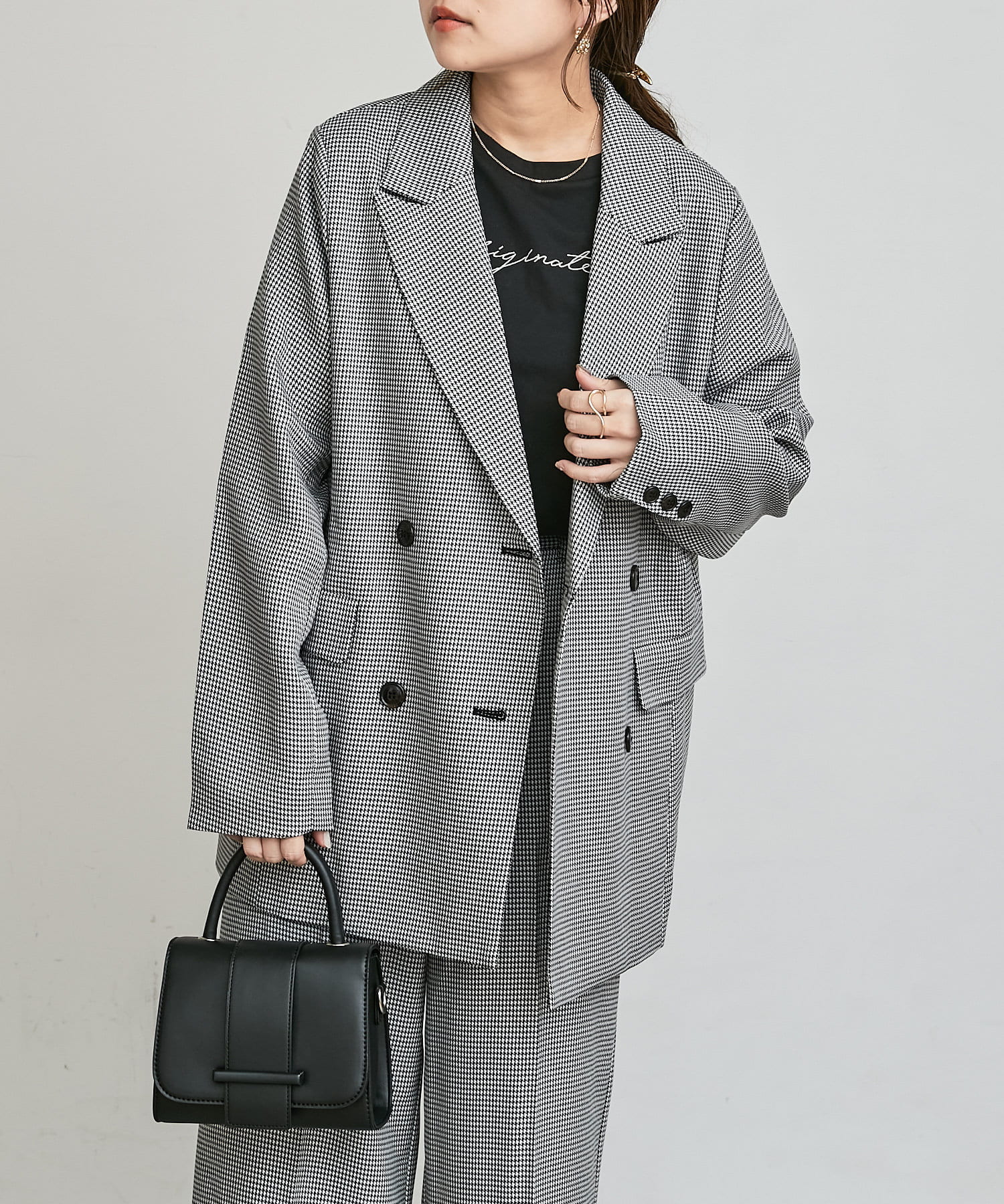 nice claup ペプラムコート 千鳥 ナイスクラップ NICE CLAUP ペプラムコート 千鳥柄 - メルカリ