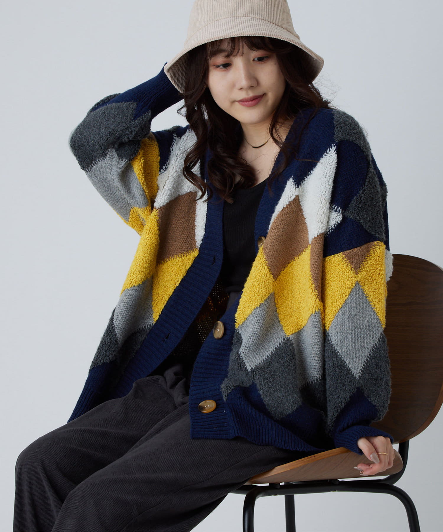 アーガイルニットｖカーディガン Olive Des Olive Outlet オリーブ デ オリーブ アウトレット レディース Pal Closet パルクローゼット パルグループ公式ファッション通販サイト