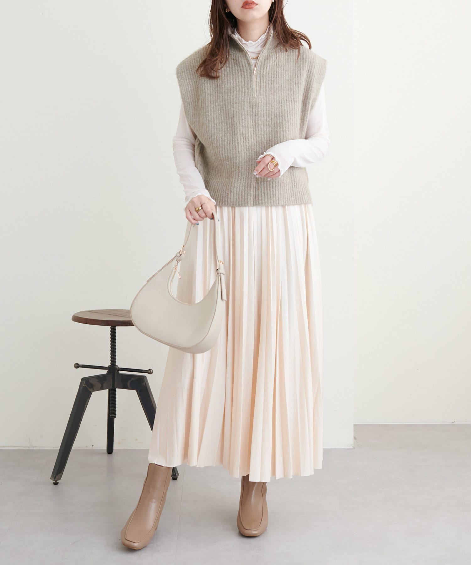 薄手合皮プリーツスカート | natural couture(ナチュラルクチュール