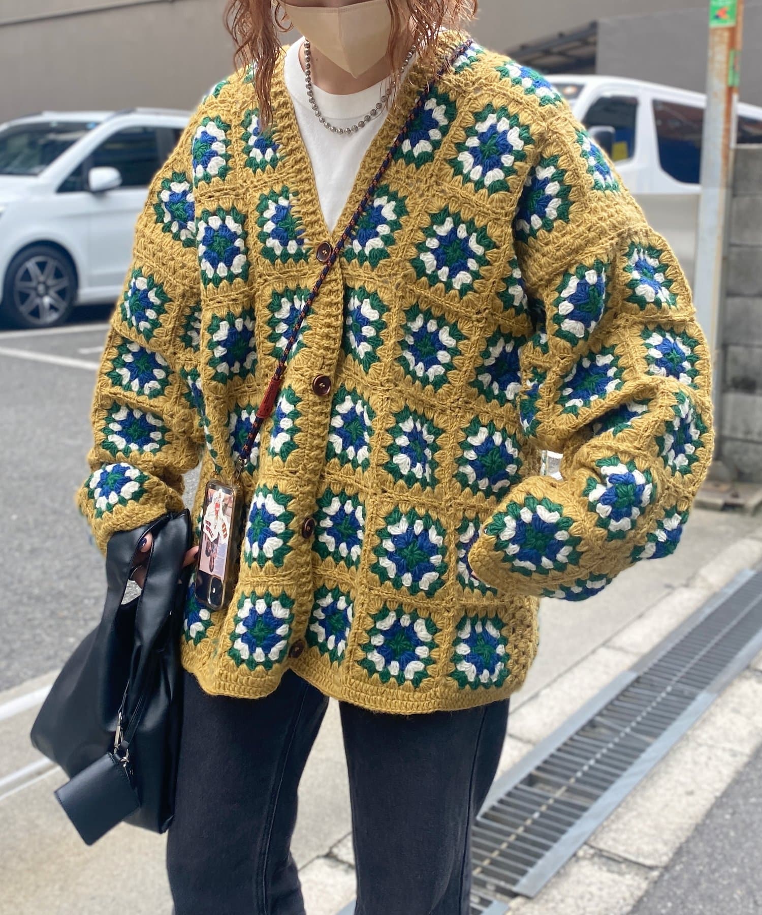 ファッションカーディガン　クロシェ編み　レア物