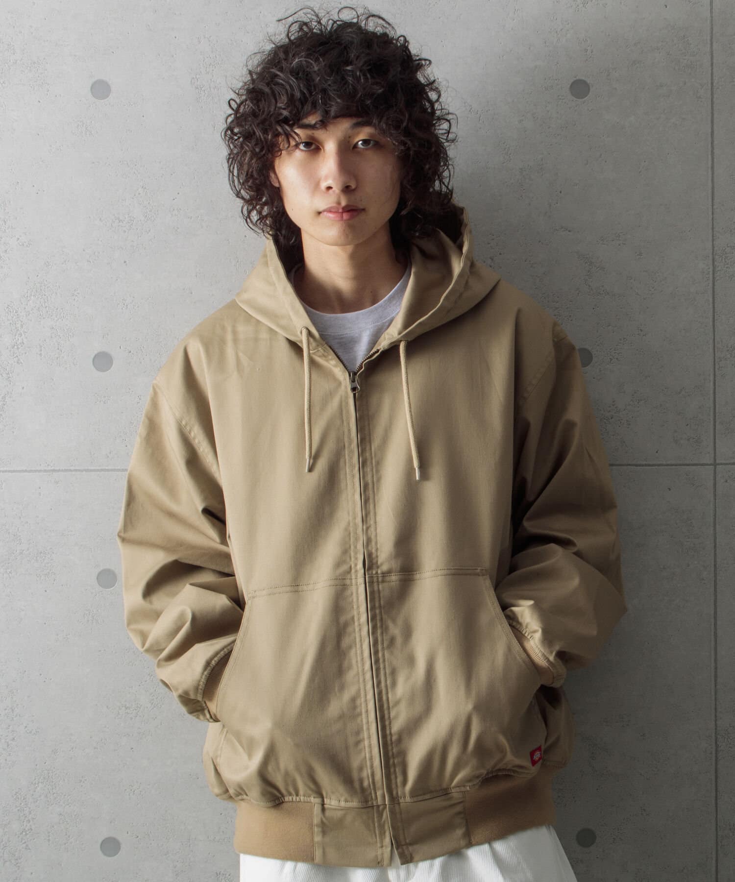 ディッキーズ Dickies スウェットフード付 レイヤード風 ジャケット 黒