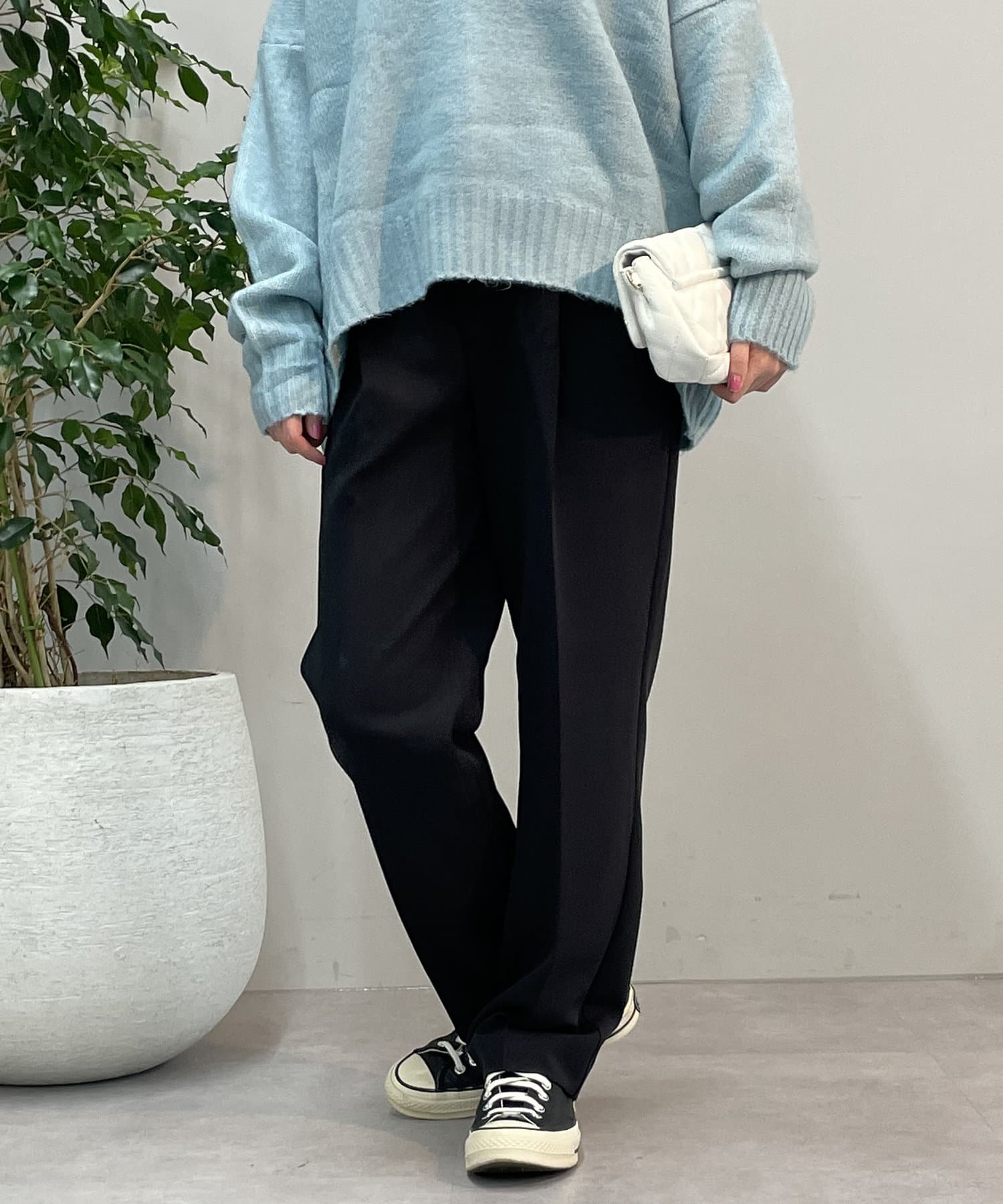 un dix cors(アンディコール) 【オンオフ兼用で使えるオシャレパンツ】センタープレスストレッチパンツ