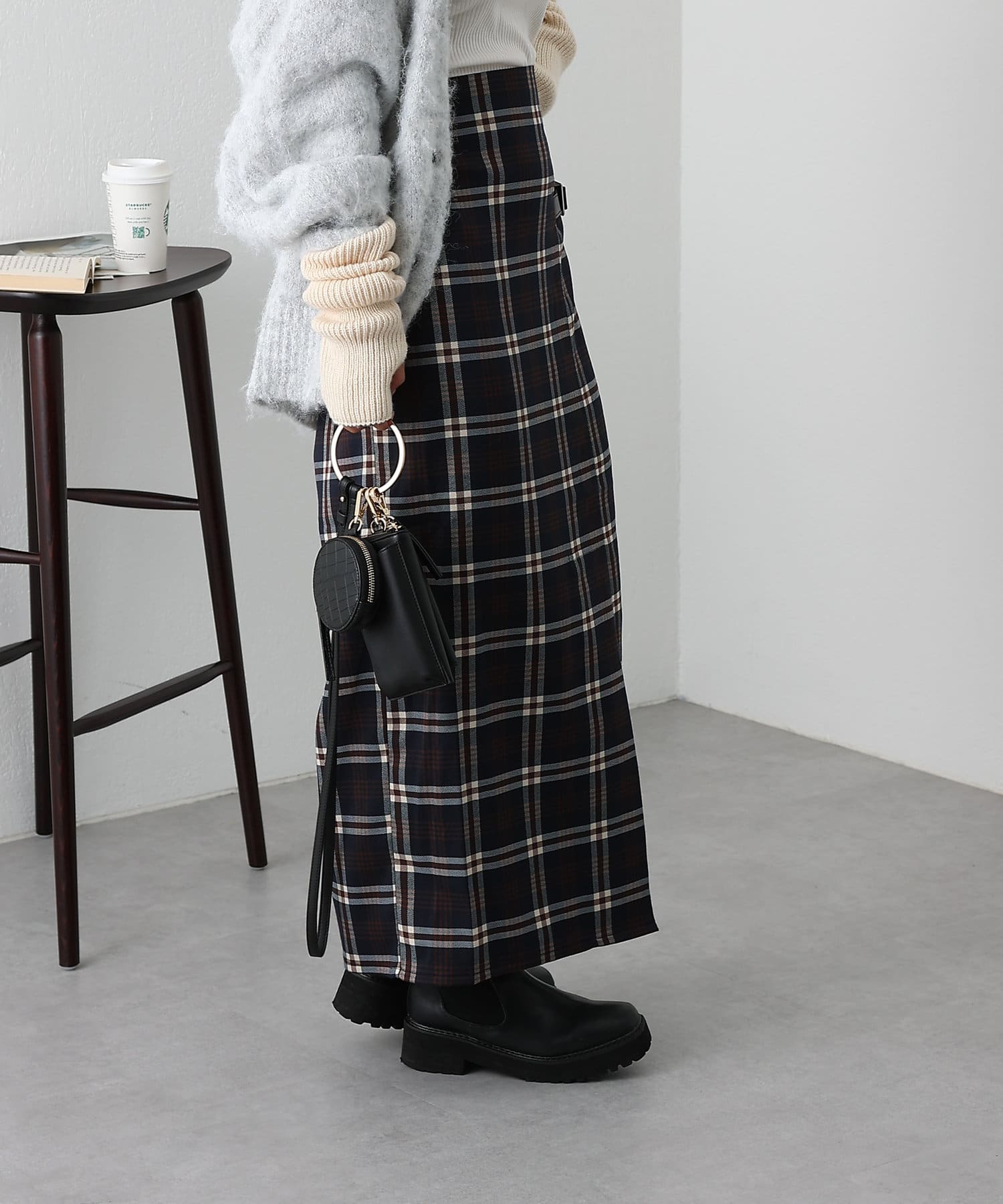 ドルチェ&ガッバーナ チェック柄ロングラップコート ベルト付き 【公式