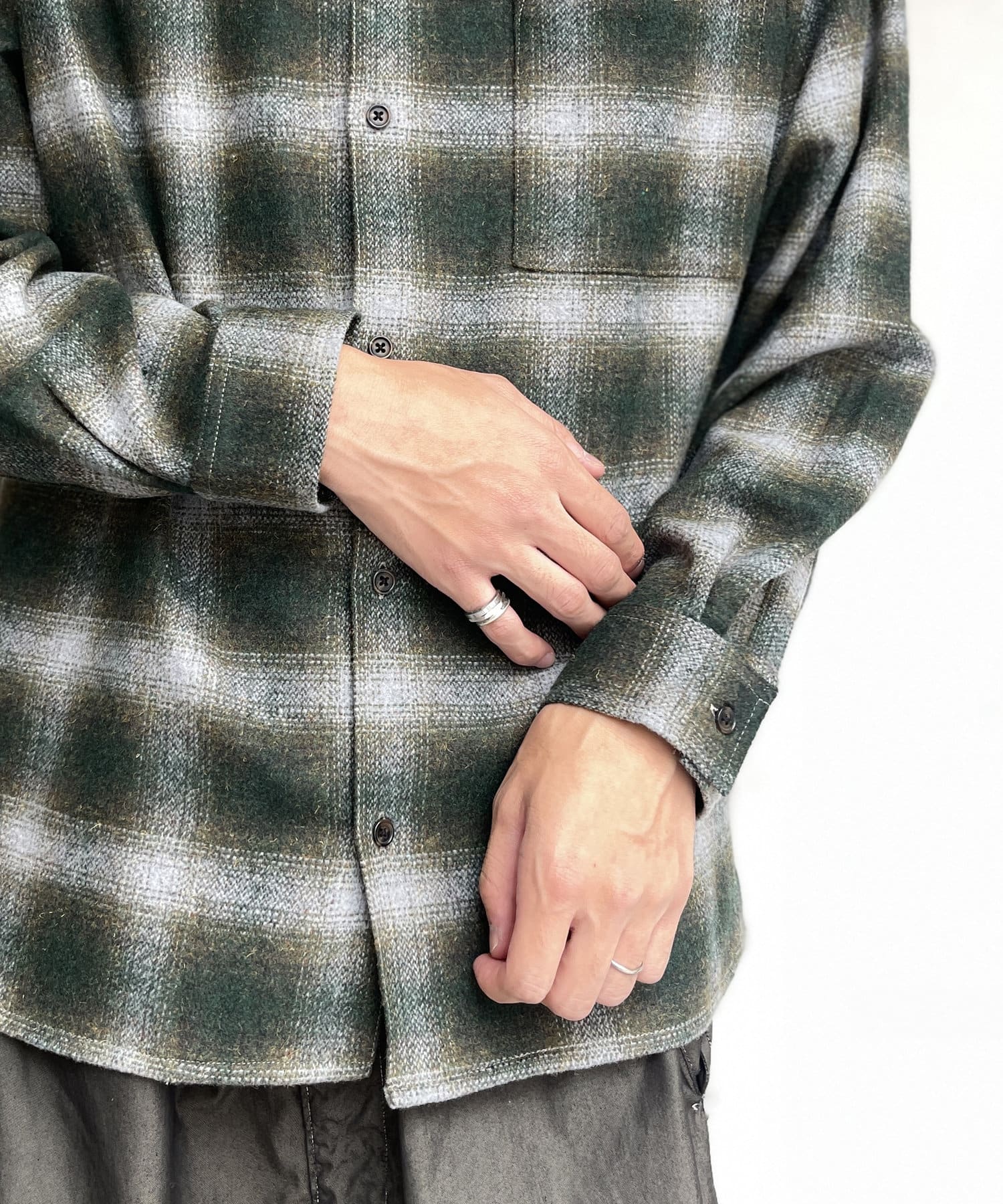 CPCM(シーピーシーエム) 【ユニセックス】起毛オンブレチェック開襟シャツ