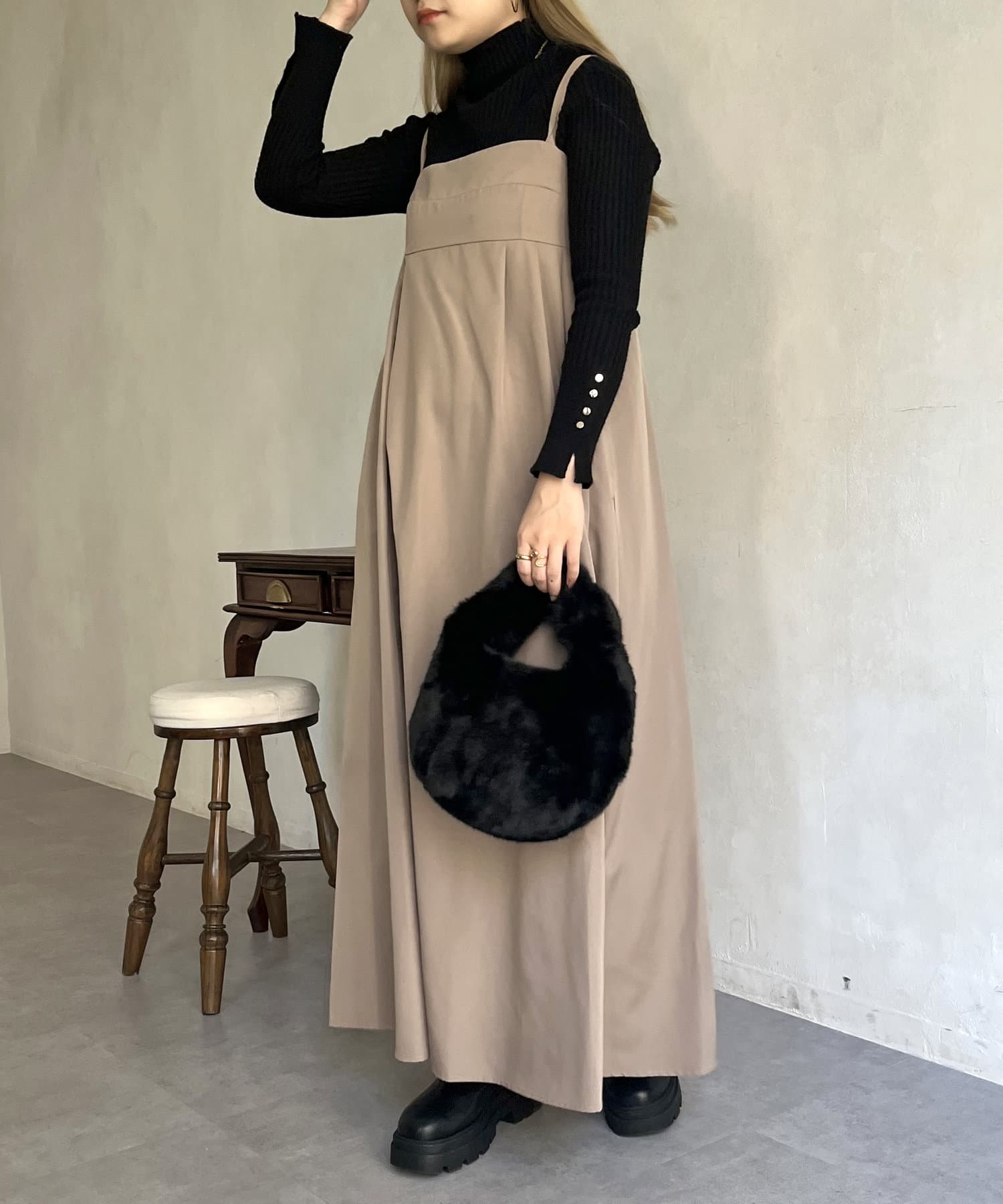 prose verse(プロズヴェール) ハイウエストタックキャミワンピース