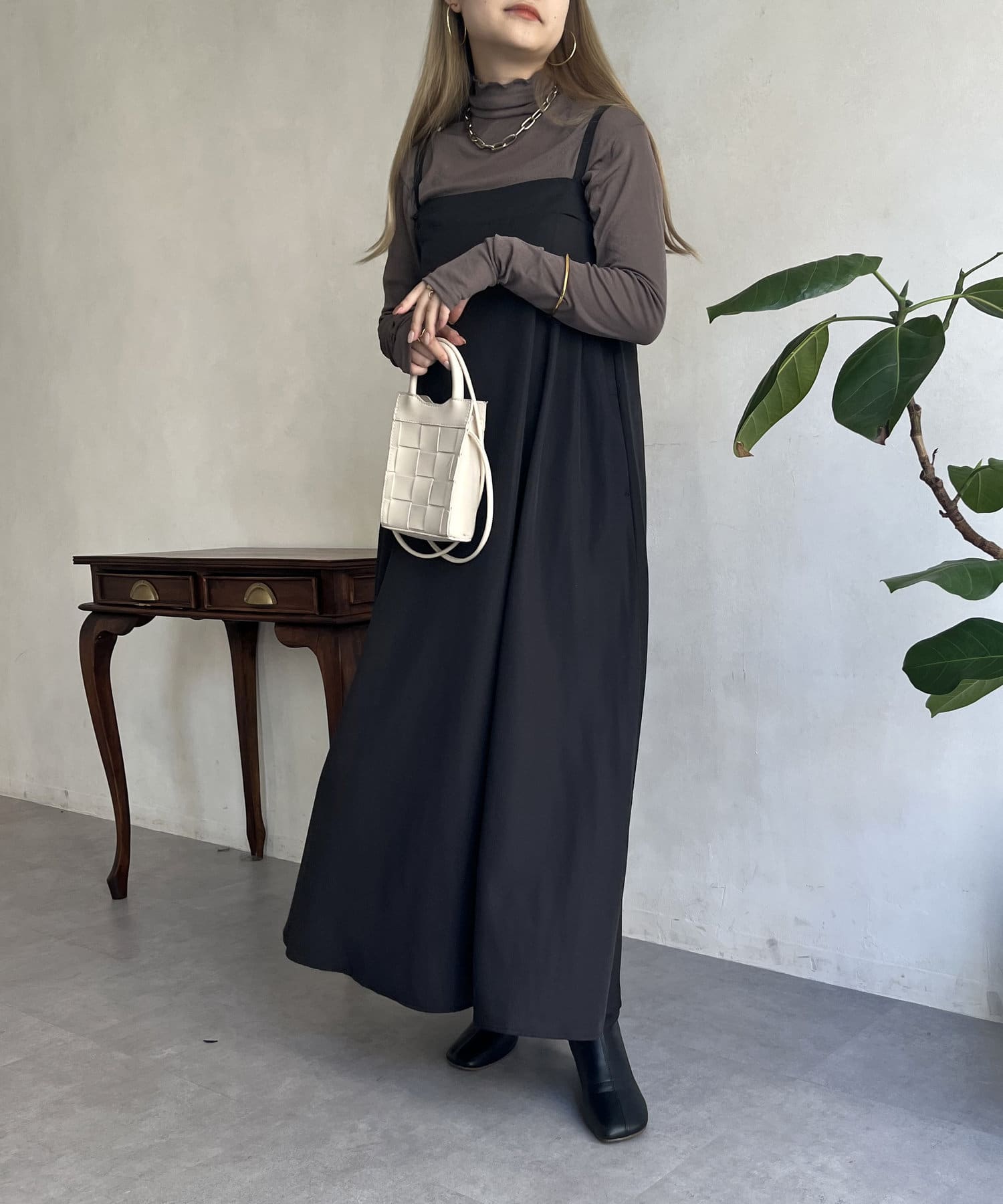 prose verse(プロズヴェール) ハイウエストタックキャミワンピース