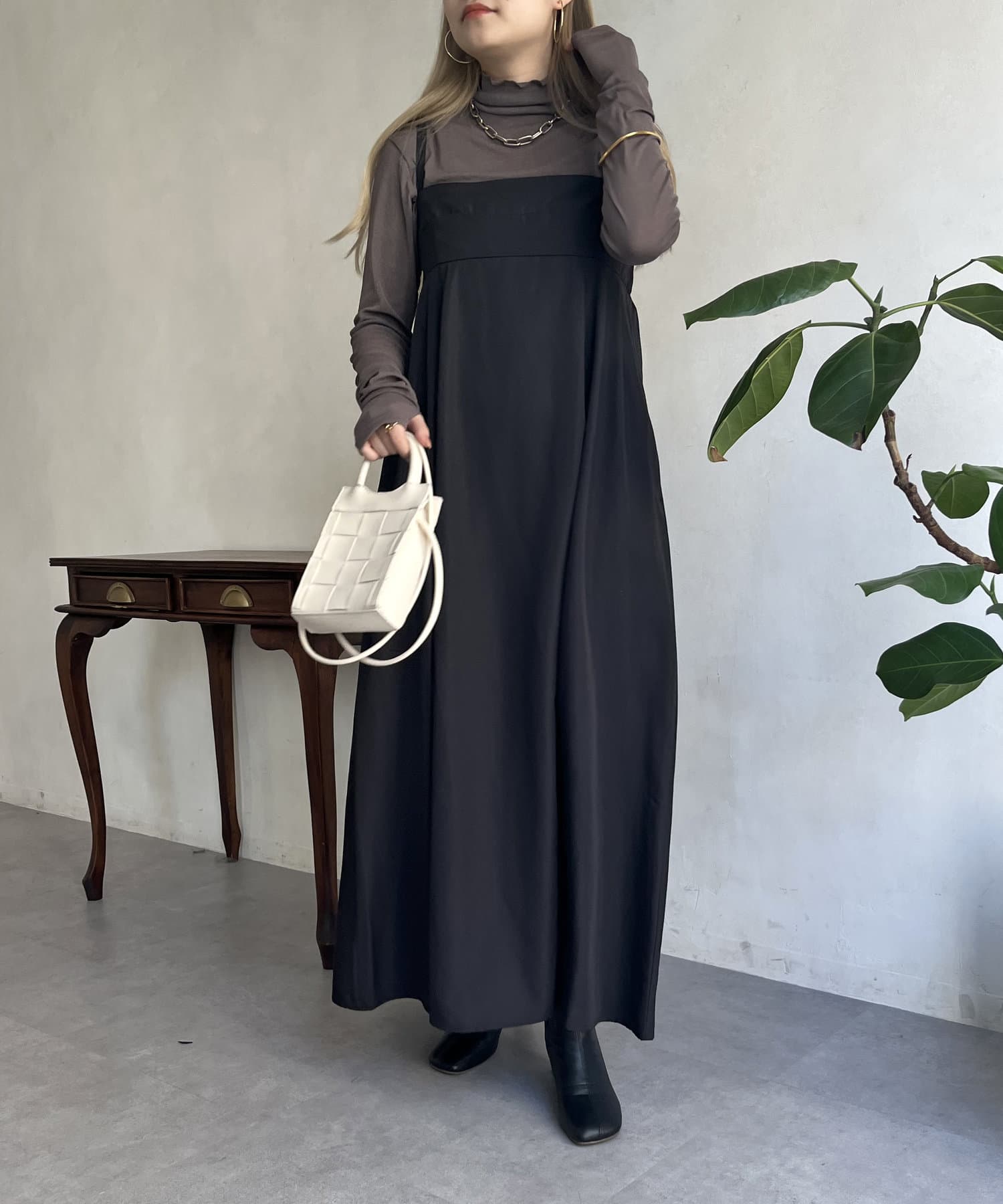 prose verse(プロズヴェール) ハイウエストタックキャミワンピース