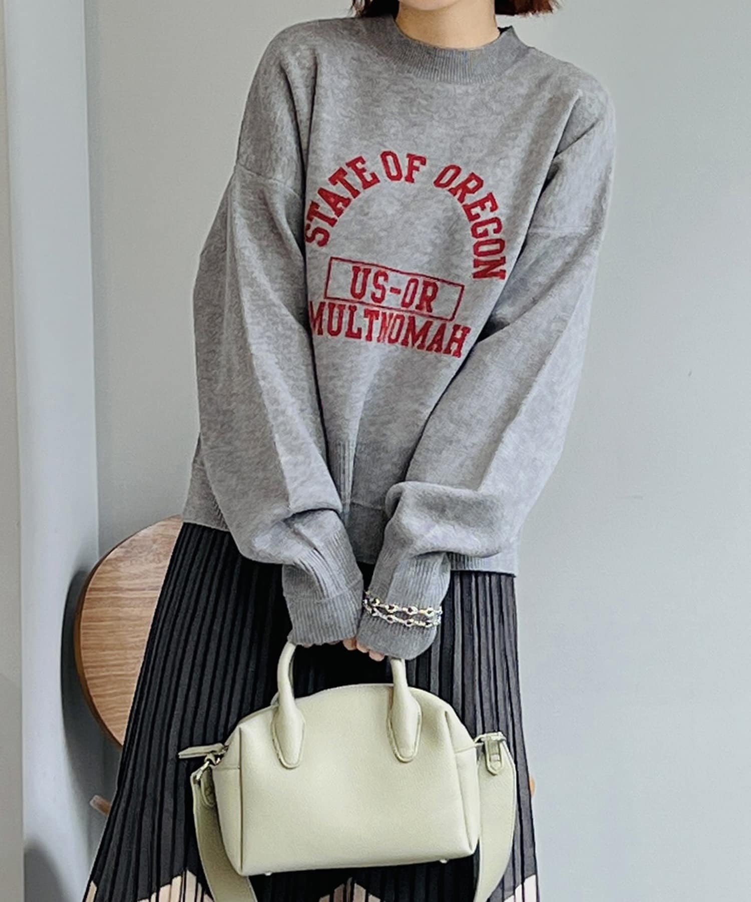 un dix cors(アンディコール) 【大人カジュアル】カレッジプリントニット