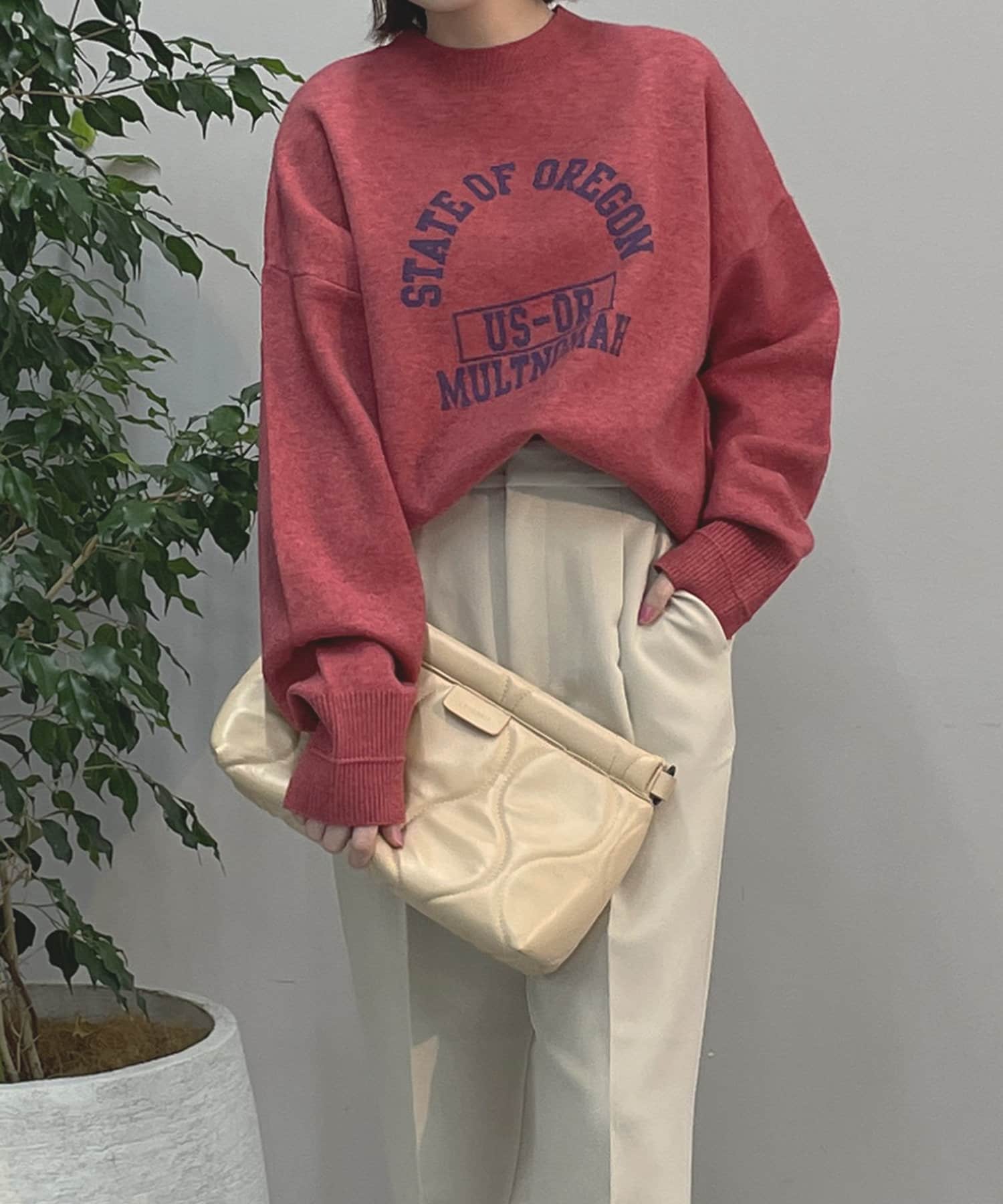 un dix cors(アンディコール) 【大人カジュアル】カレッジプリントニット