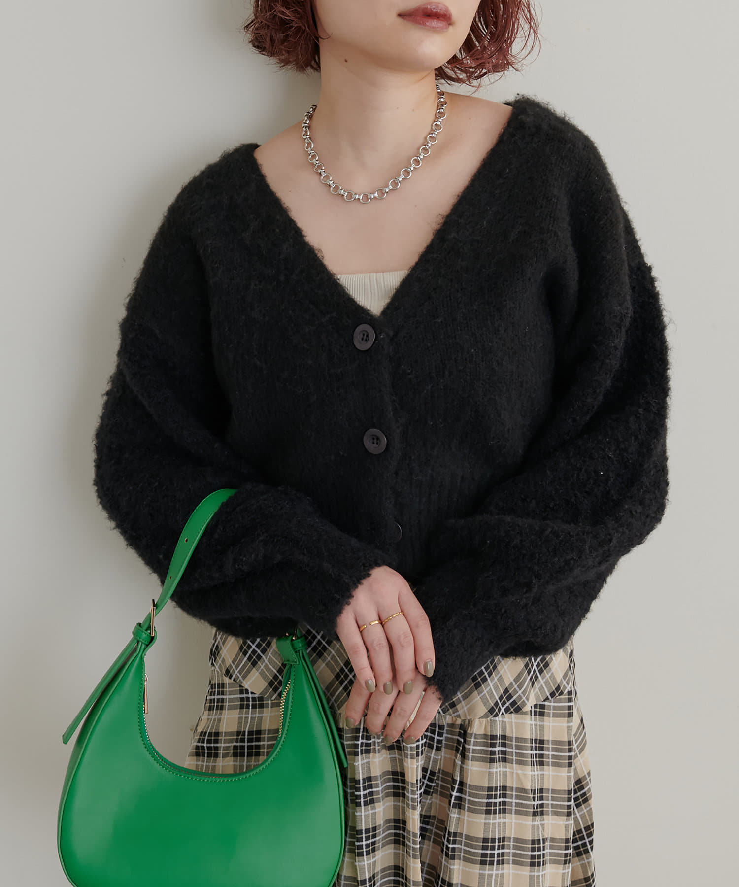 natural couture(ナチュラルクチュール) WEB限定/ふわモコ袖ショートカーディガン