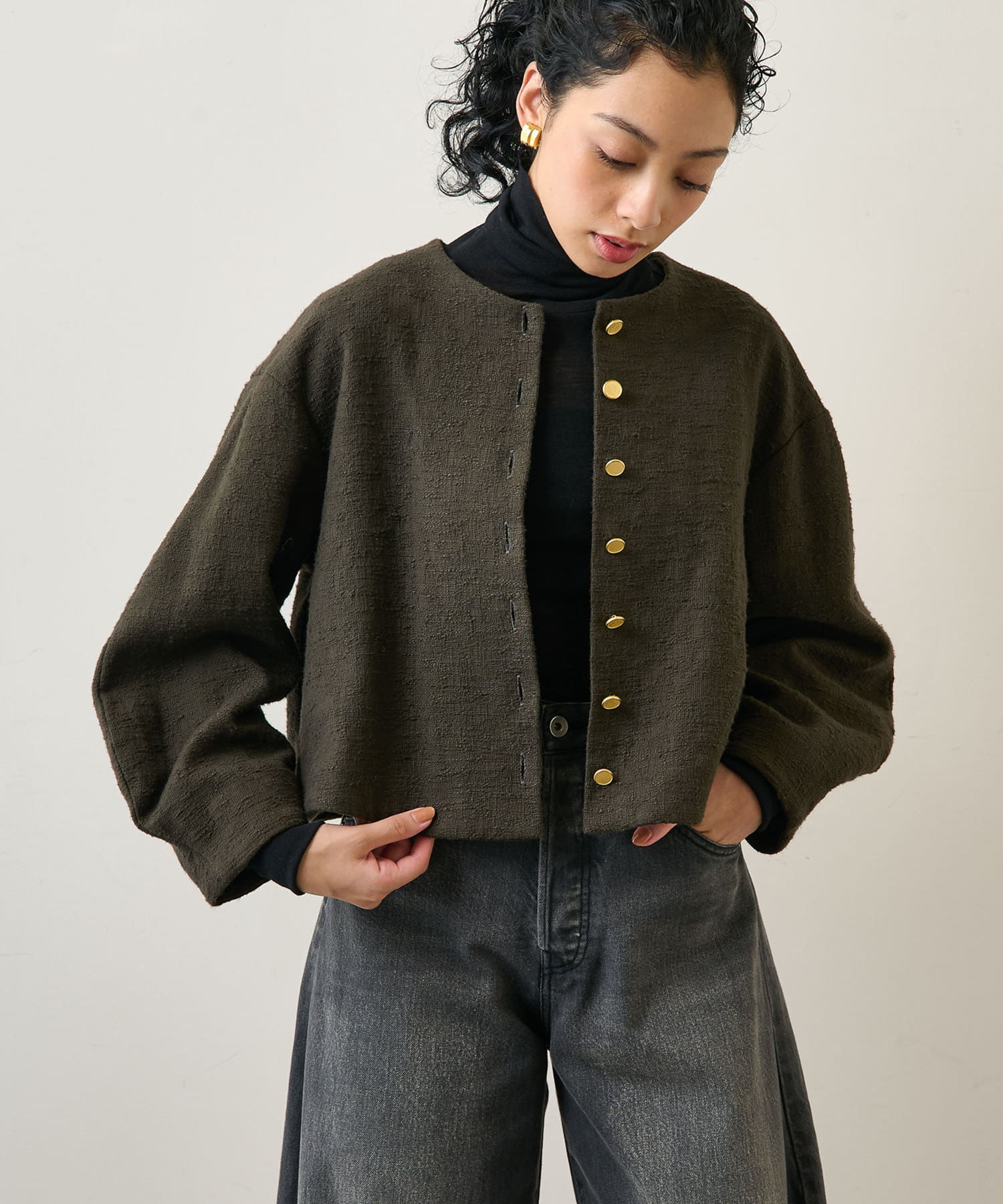 深緑(ふかみどり) ALORS tweed jacket-Constance コンスタンス - 通販