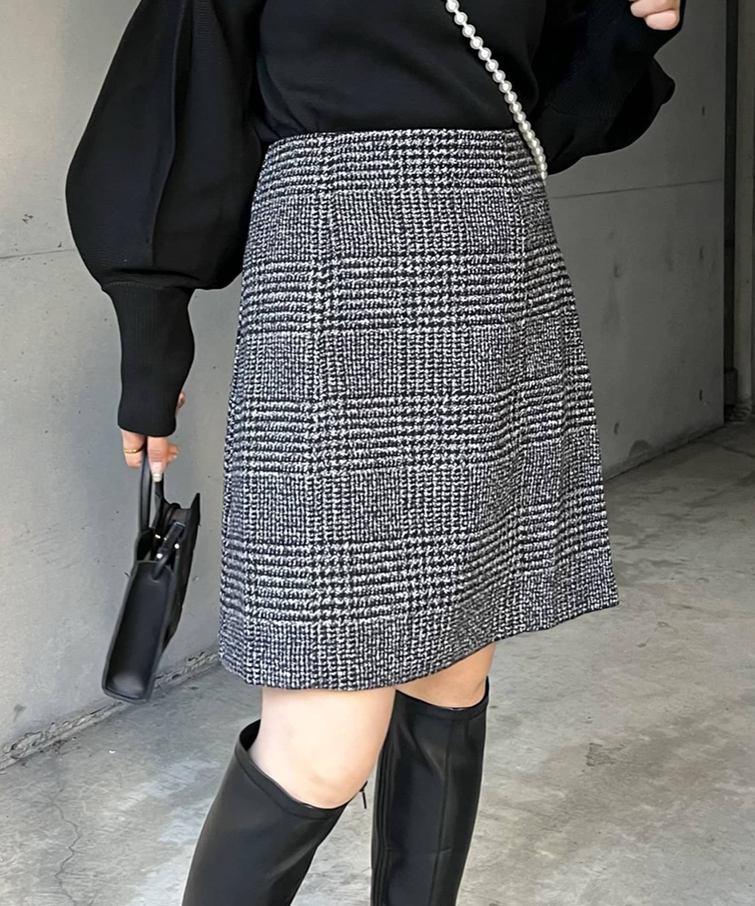 【BALENCIAGA】シェパード/グレン/チェック 裾プレス痕 スカート