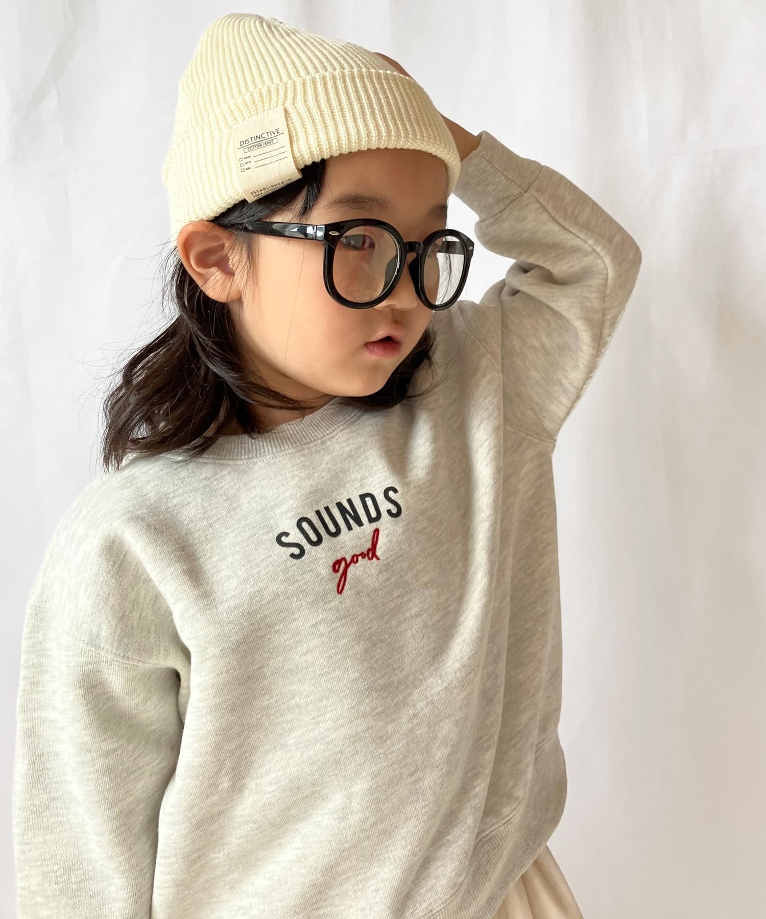 KIDS】【裏起毛】ワンポイント刺繍＆ロゴプリントスウェットプル