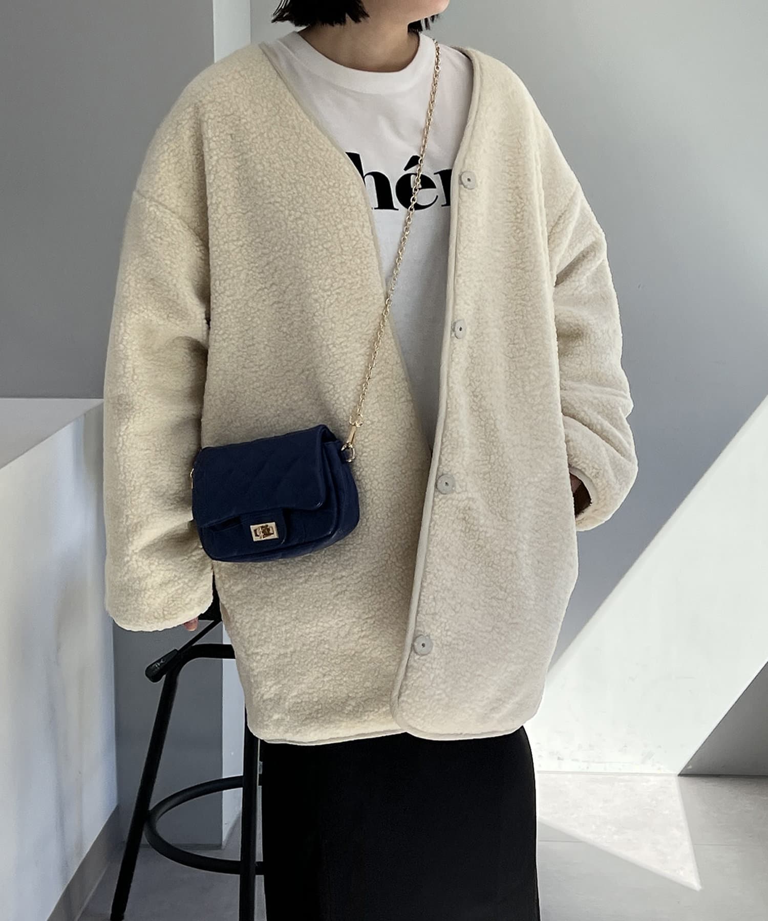 un dix cors(アンディコール) リバーシブルキルティングボアコート