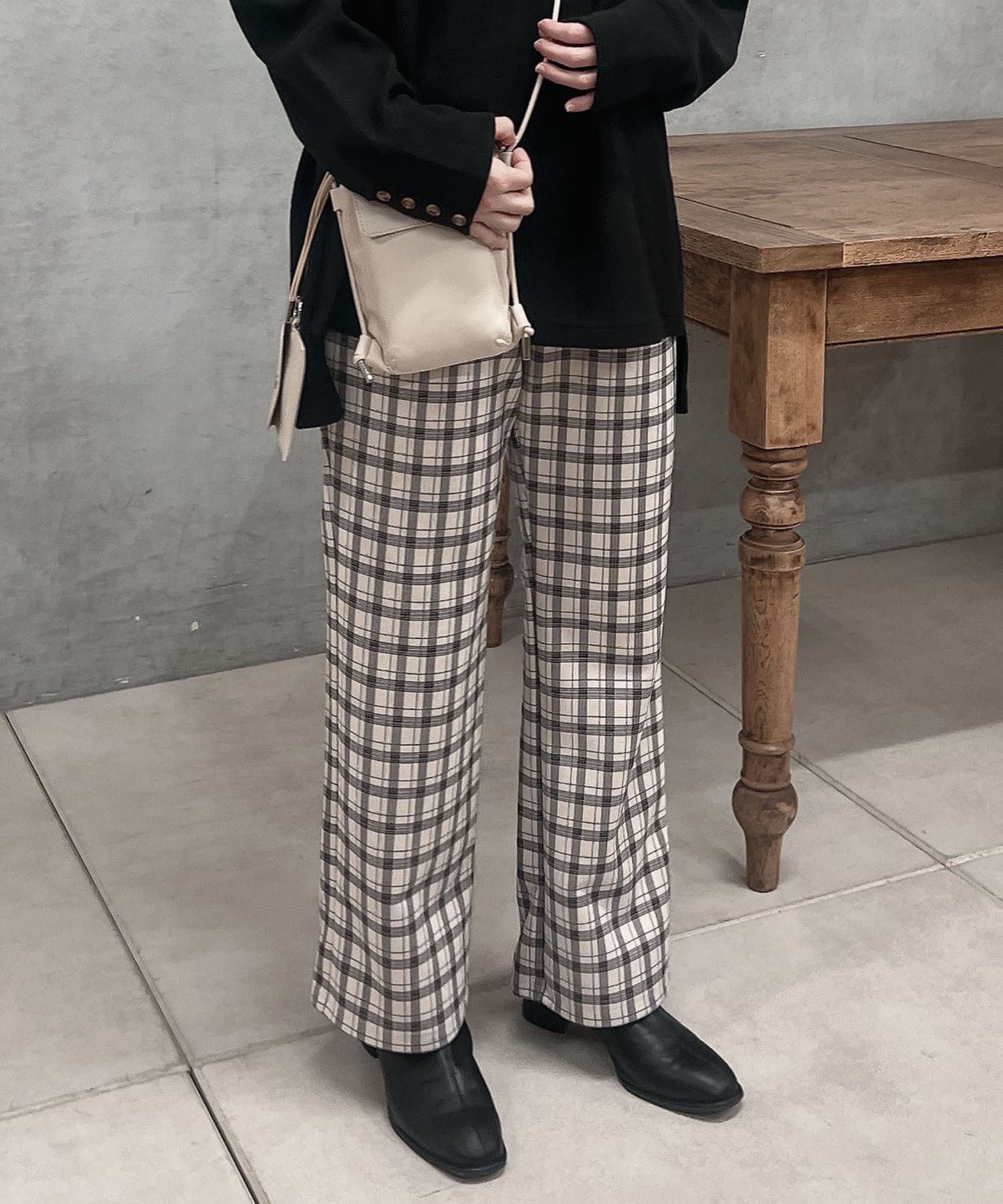 un dix cors(アンディコール) カットチェックパンツ