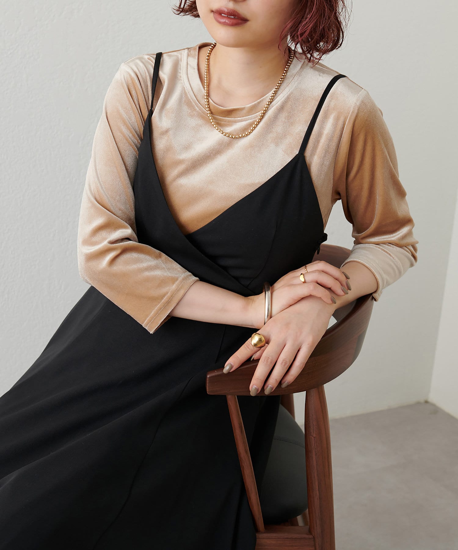 natural couture(ナチュラルクチュール) ストレッチベロアT