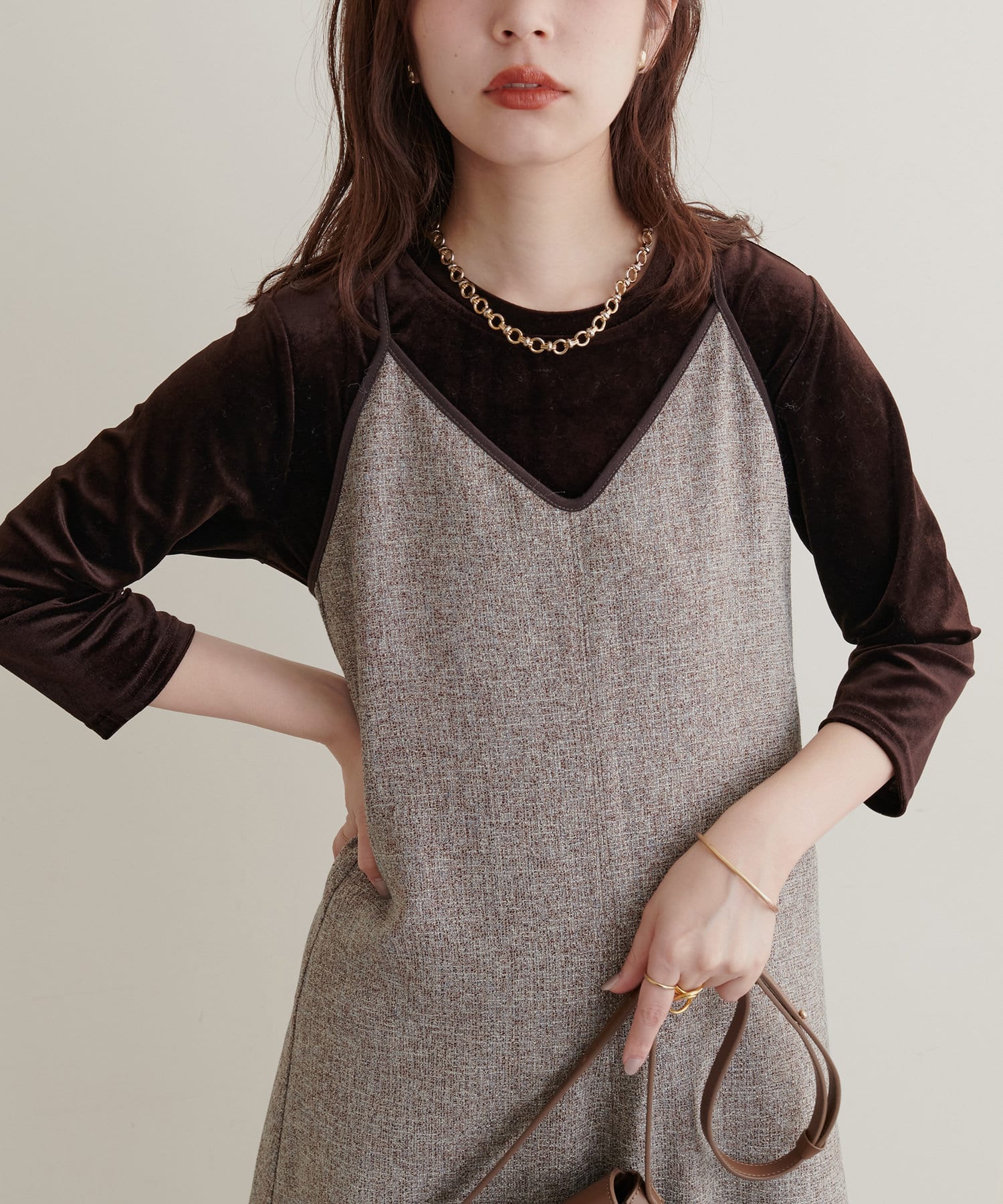 natural couture(ナチュラルクチュール) ストレッチベロアT