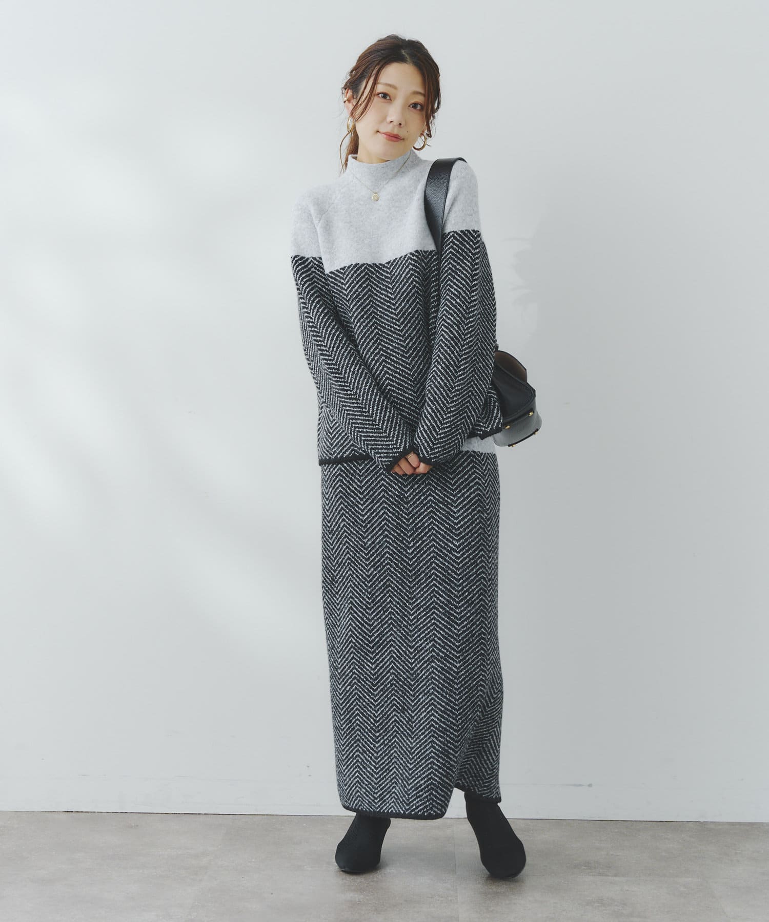 Chez toi(シェトワ) ヘリンボーン柄タイトスカート