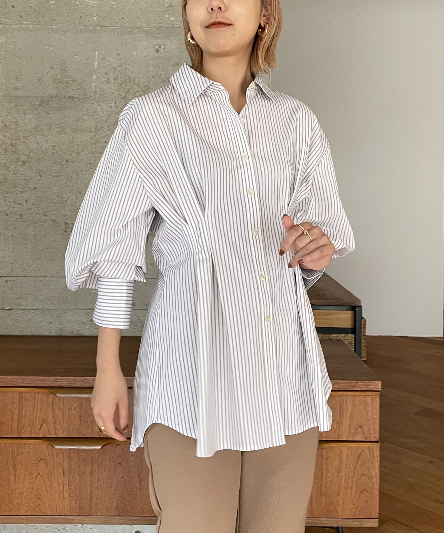 CAPRICIEUX LE&#39;MAGE - 【ミント】CAPRICIEUX LE&#39;MAGEウエストマークシャツ CAPRICIEUX LE'MAGE｜ビスチェSETシアーシャツ | Rakuten