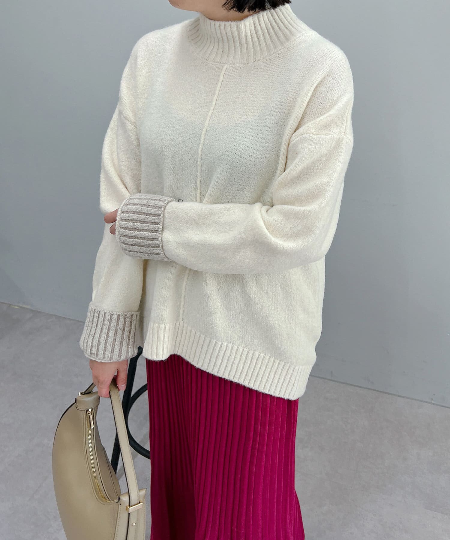 un dix cors(アンディコール) 【こなれ感を演出する】袖リブ配色ニット