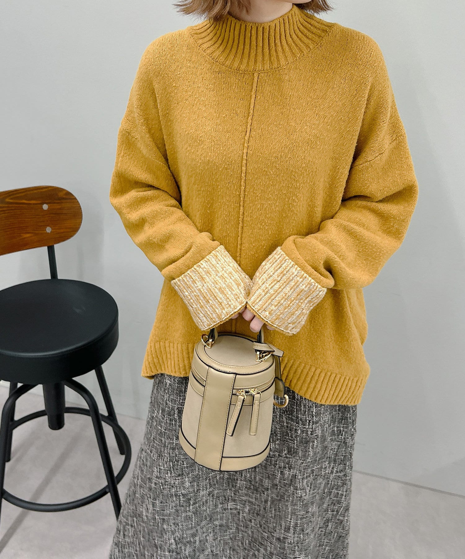 un dix cors(アンディコール) 【こなれ感を演出する】袖リブ配色ニット