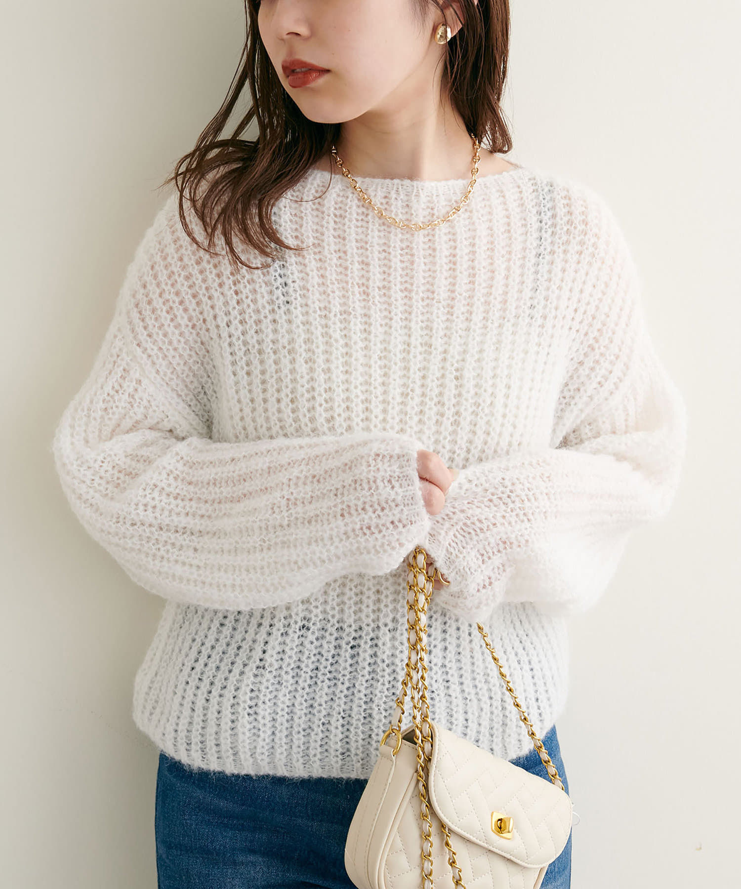 NICE CLAUP / OLIVE des OLIVE OUTLET(ナイスクラップ  / オリーブ デ オリーブ アウトレット) 【natural couture】モヘア風ふわふわメッシュニット