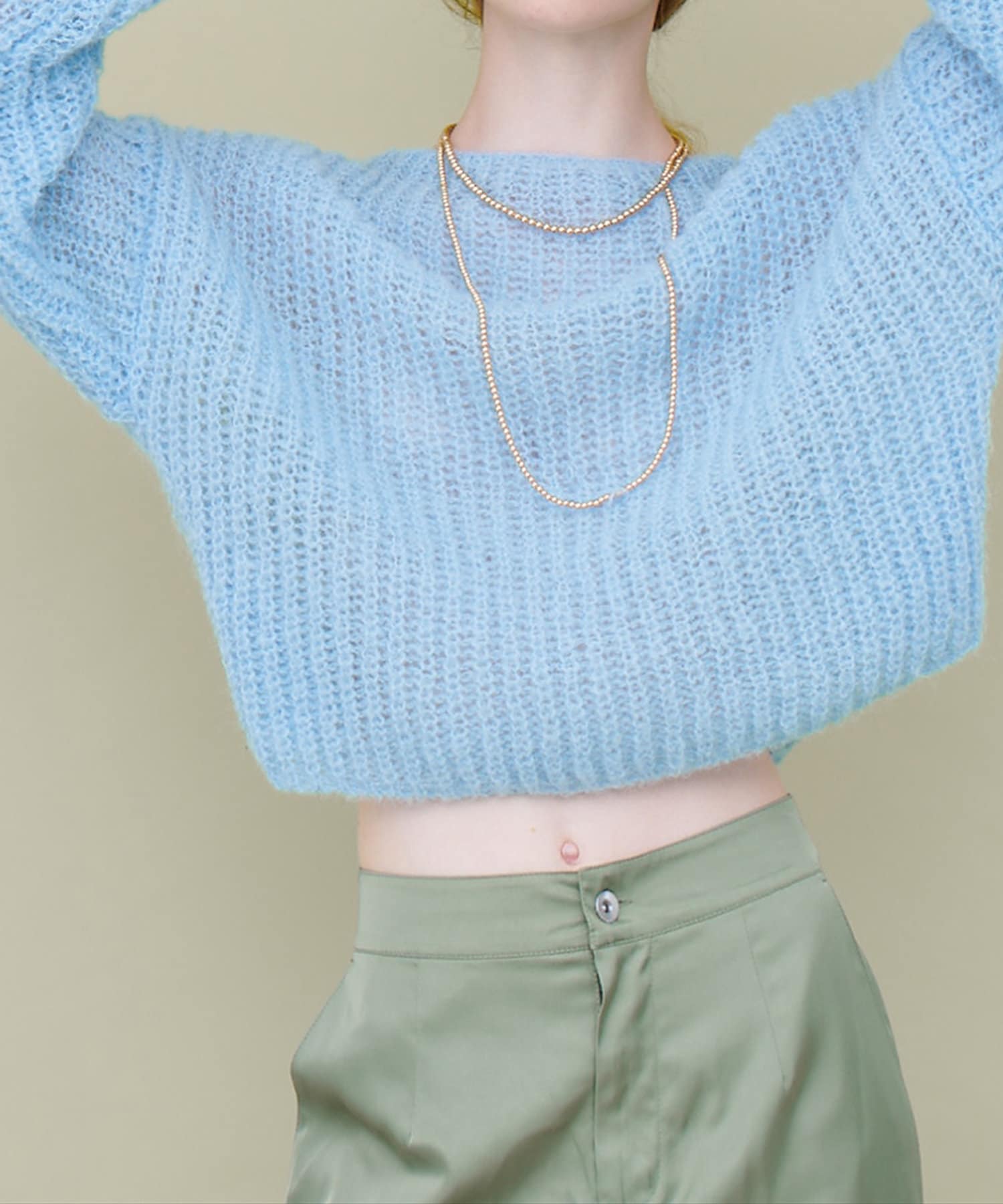 NICE CLAUP / OLIVE des OLIVE OUTLET(ナイスクラップ  / オリーブ デ オリーブ アウトレット) 【natural couture】モヘア風ふわふわメッシュニット