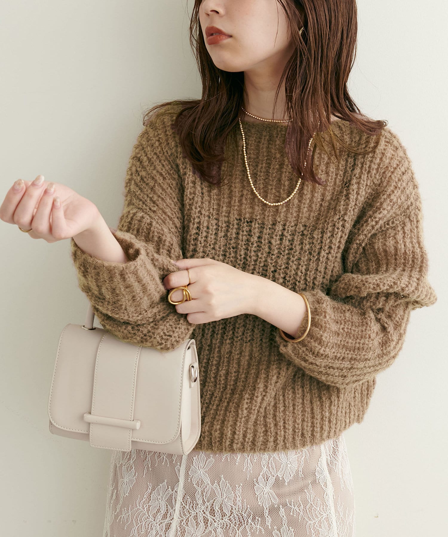 NICE CLAUP / OLIVE des OLIVE OUTLET(ナイスクラップ  / オリーブ デ オリーブ アウトレット) 【natural couture】モヘア風ふわふわメッシュニット