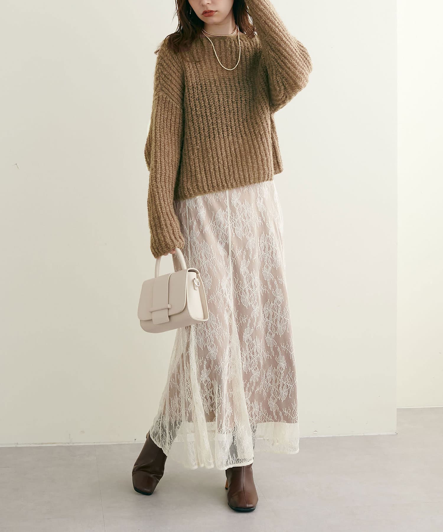 NICE CLAUP / OLIVE des OLIVE OUTLET(ナイスクラップ  / オリーブ デ オリーブ アウトレット) 【natural couture】モヘア風ふわふわメッシュニット