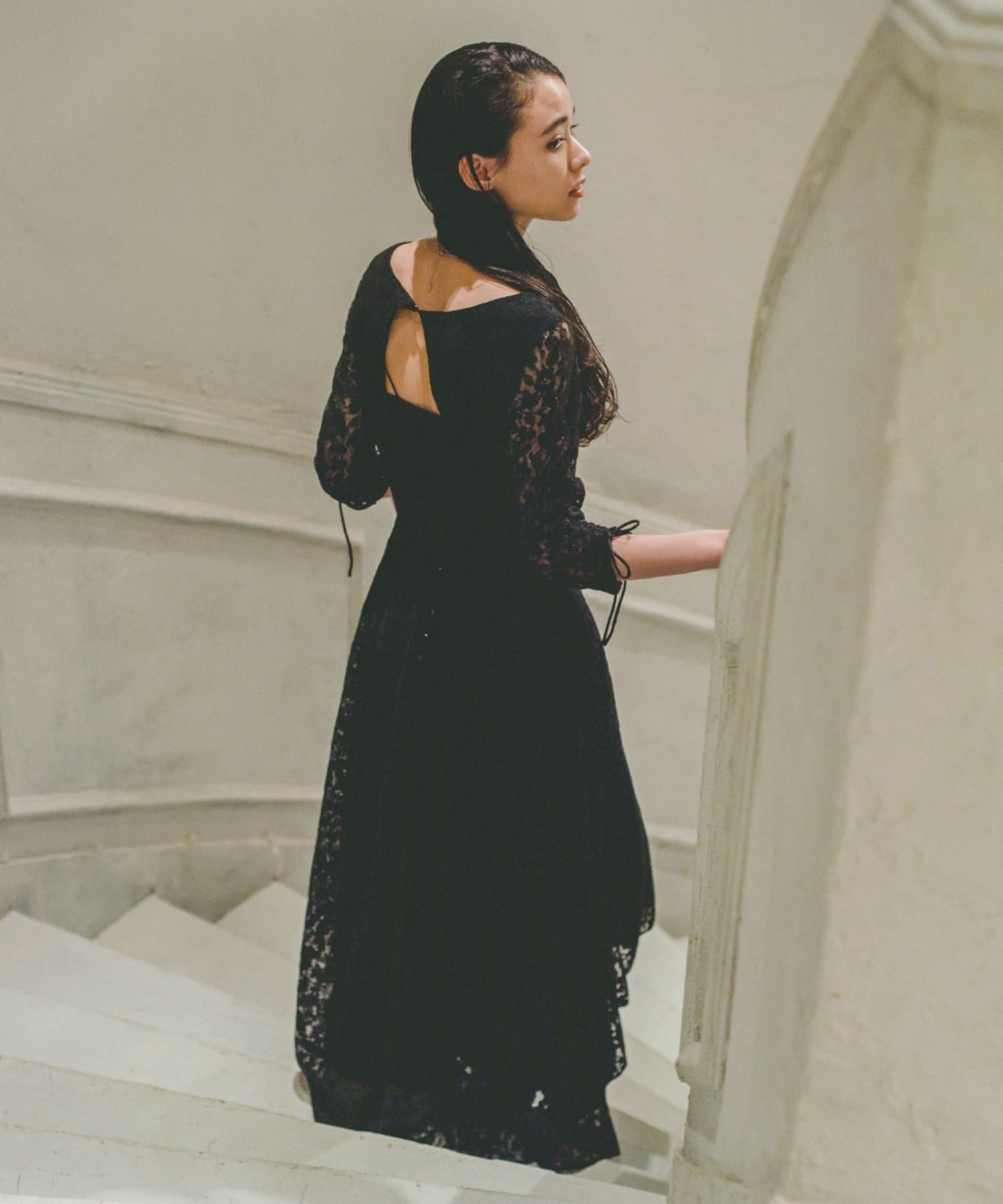 uneven lace dress