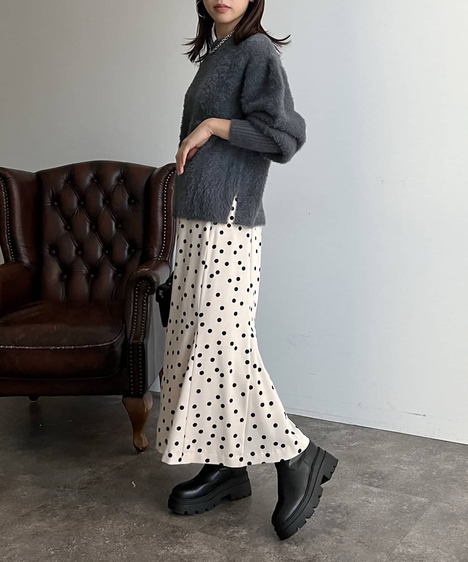 prose verse(プロズヴェール) ロングカフス袖ボリュームシャギーニット