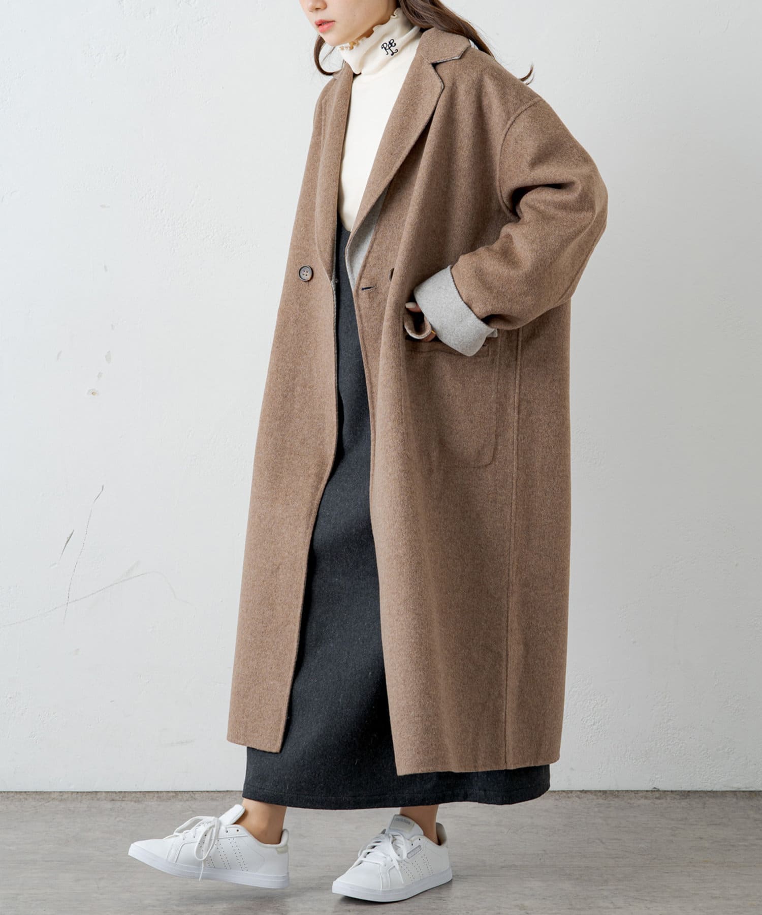 ponpon PPP handmade river coat ロングコート-