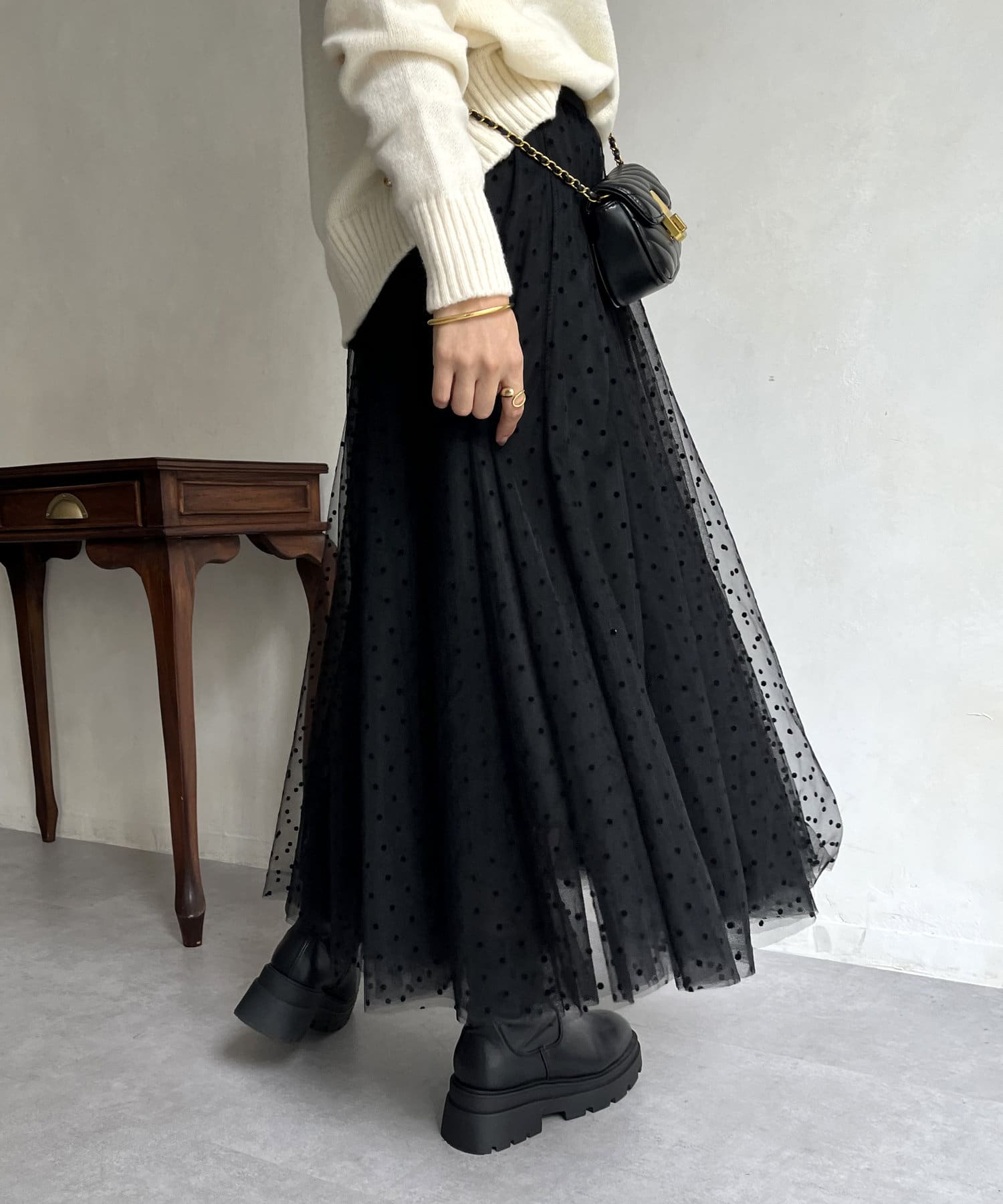 ウエストゴム仕様】ドットボリュームチュールスカート | prose verse