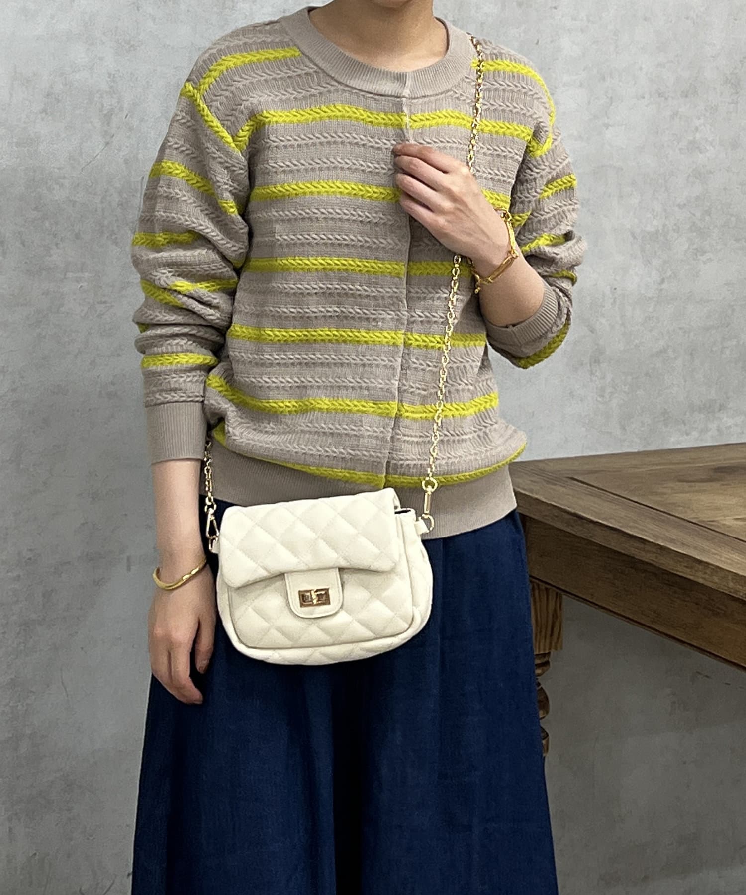 un dix cors(アンディコール) リップルボーダーカーディガン