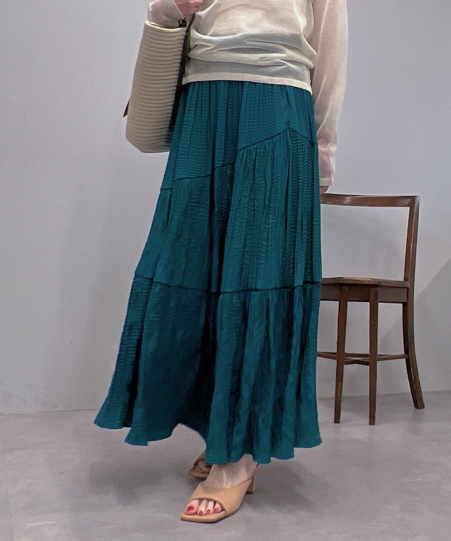 un dix cors(アンディコール) アシンメトリーギャザークリンクルスカート