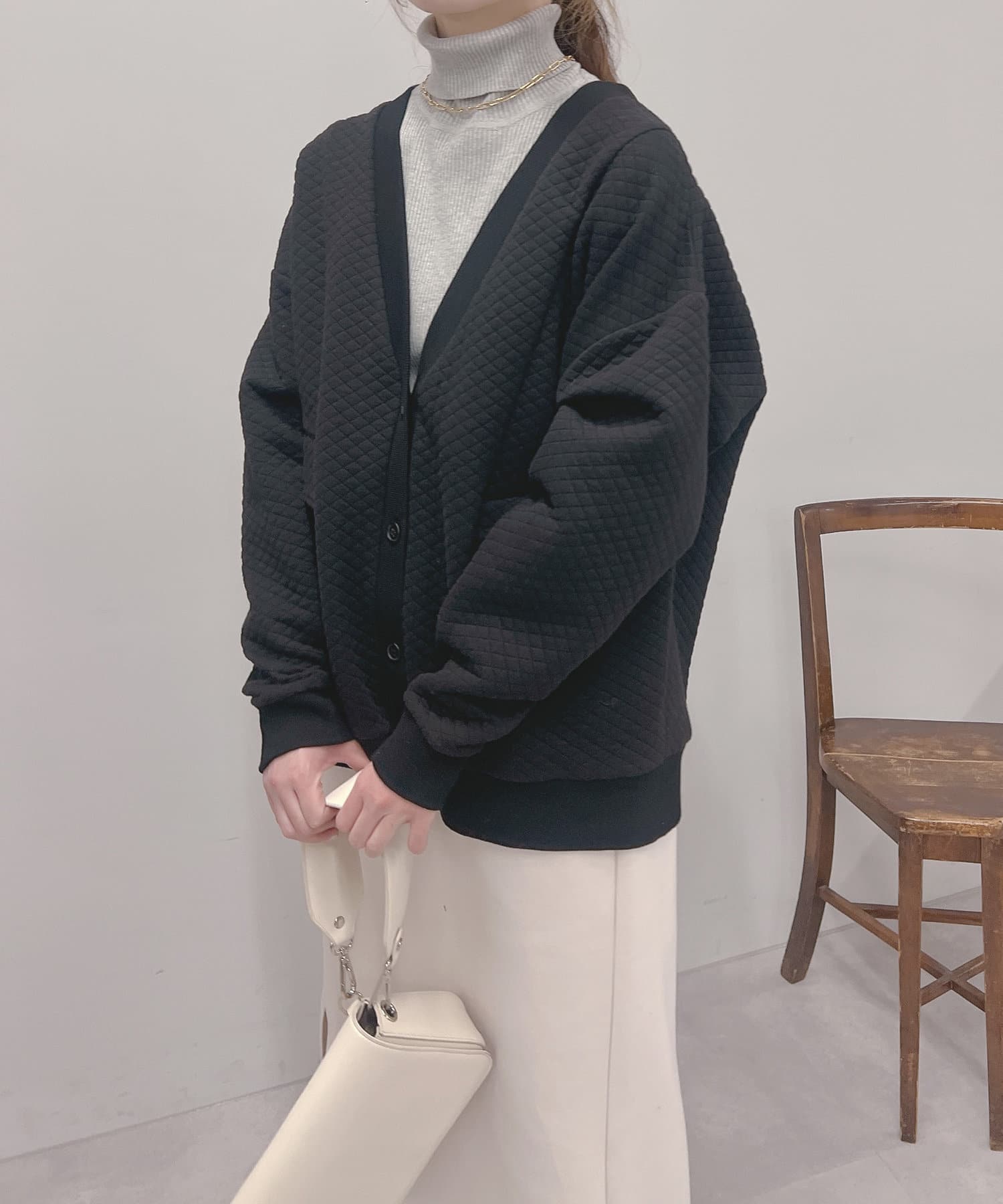 un dix cors(アンディコール) 【こなれ感のある着こなし】キルティングポンチカーデ