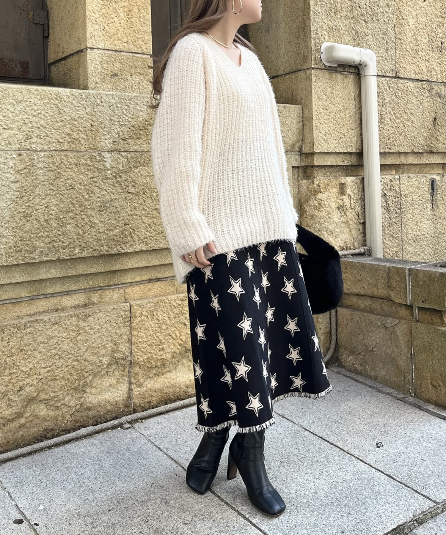 prose verse(プロズヴェール) 【ウエストゴム仕様】星柄ニットスカート