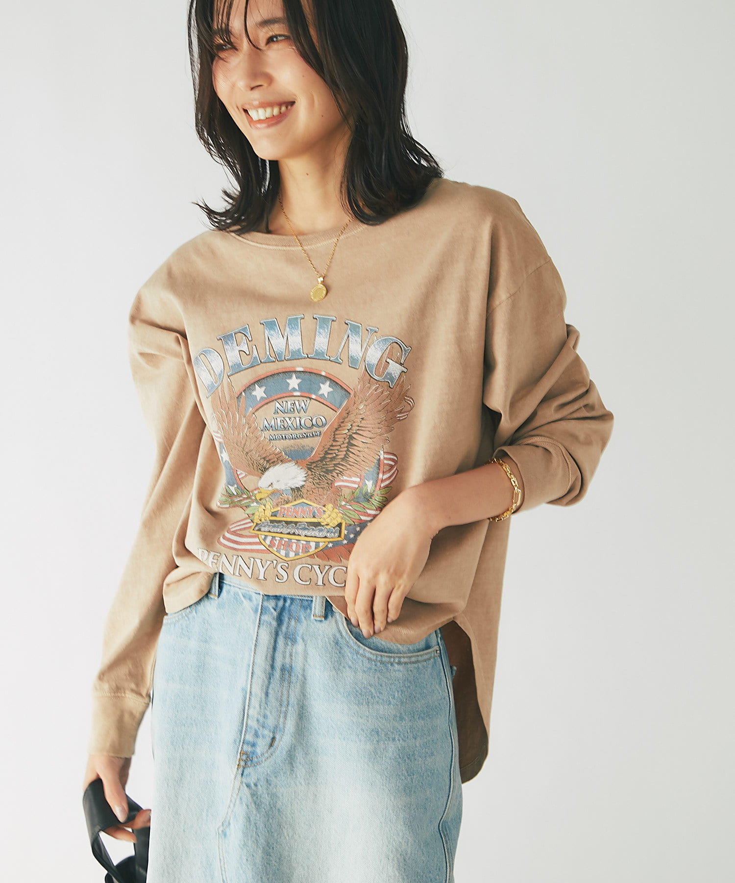 売れ筋商品|||マルコポーロ デニム Tシャツ レディース トップス ROUND NECK - Long sleeved top - chalky sand MARNI マルニ Tシャツ THJE0333P0 USCS11 レディース 半袖