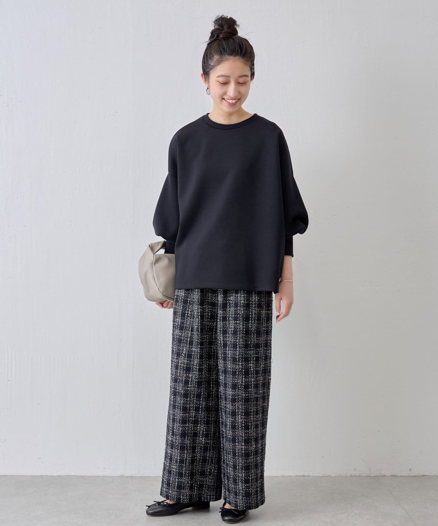 美品 BEARDSLEY ビアズリー ツイード調ウエストリブパンツ