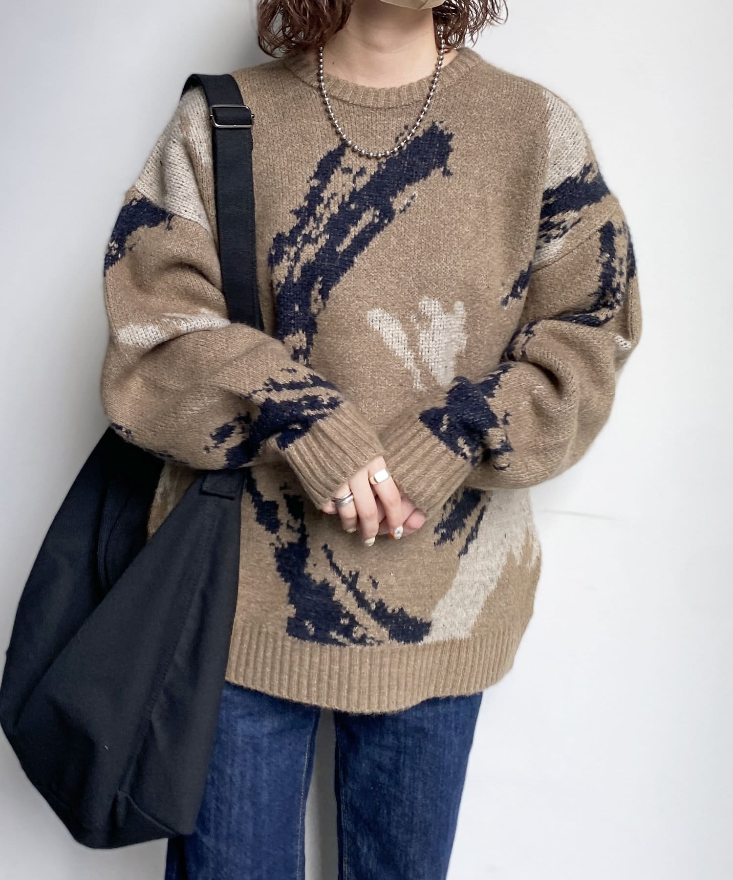 50s ジャガードニット セーター 総柄 knit vintage