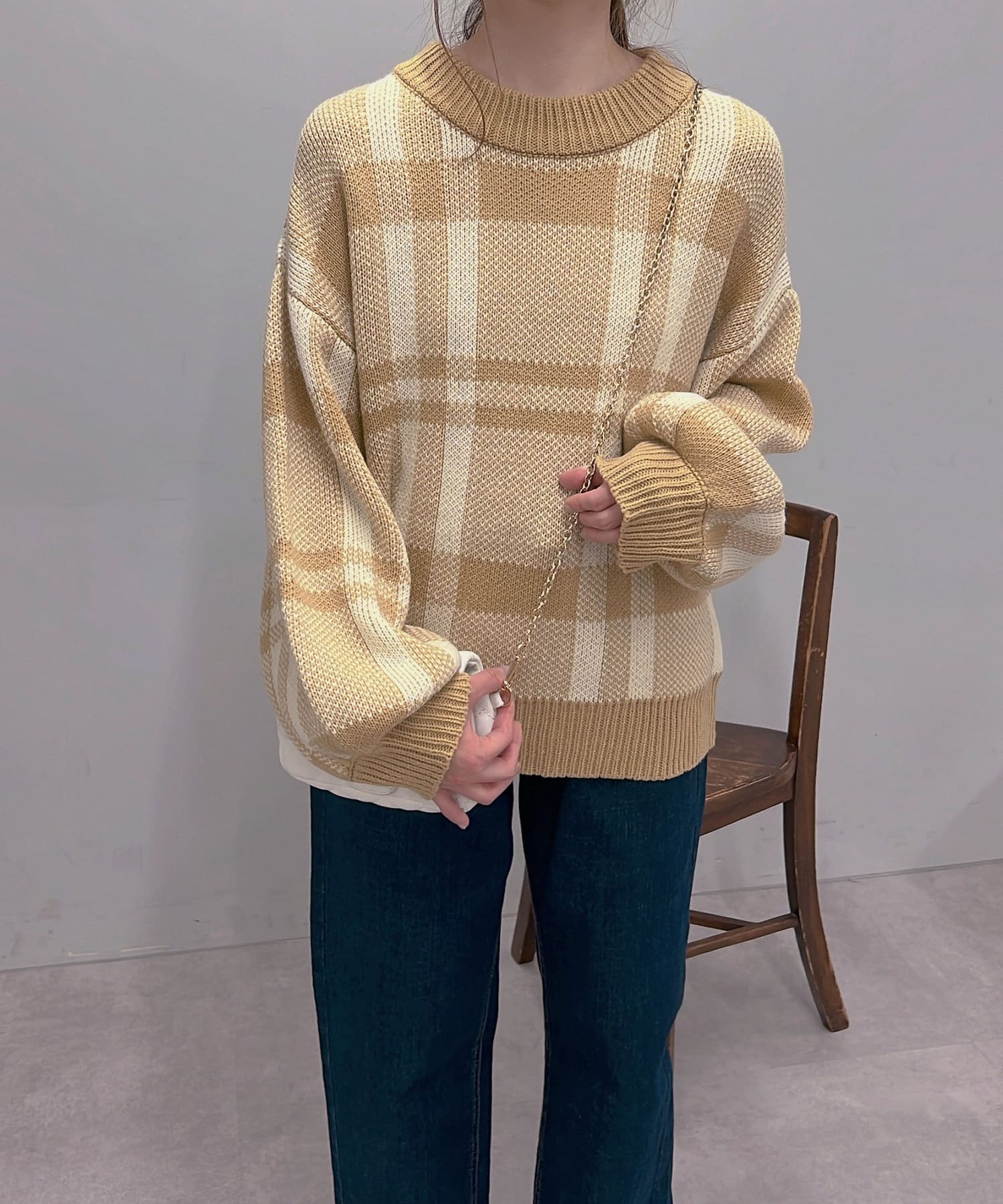 un dix cors(アンディコール) ビックチェックニットプルオーバー