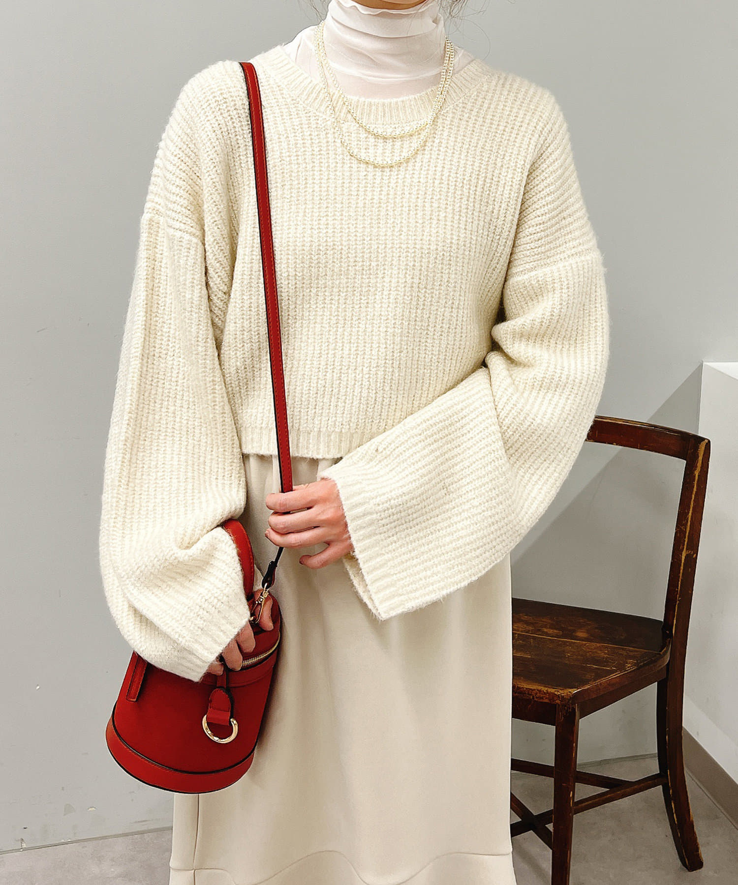 un dix cors(アンディコール) 【シンプルながらも存在感のある】キラリラメ片畦ニットプルオーバー