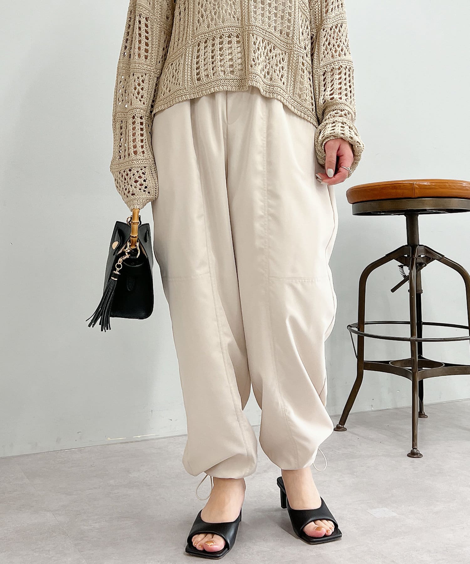 un dix cors(アンディコール) 【ゆったりシルエット】ウエストゴム裾ドロストパンツ