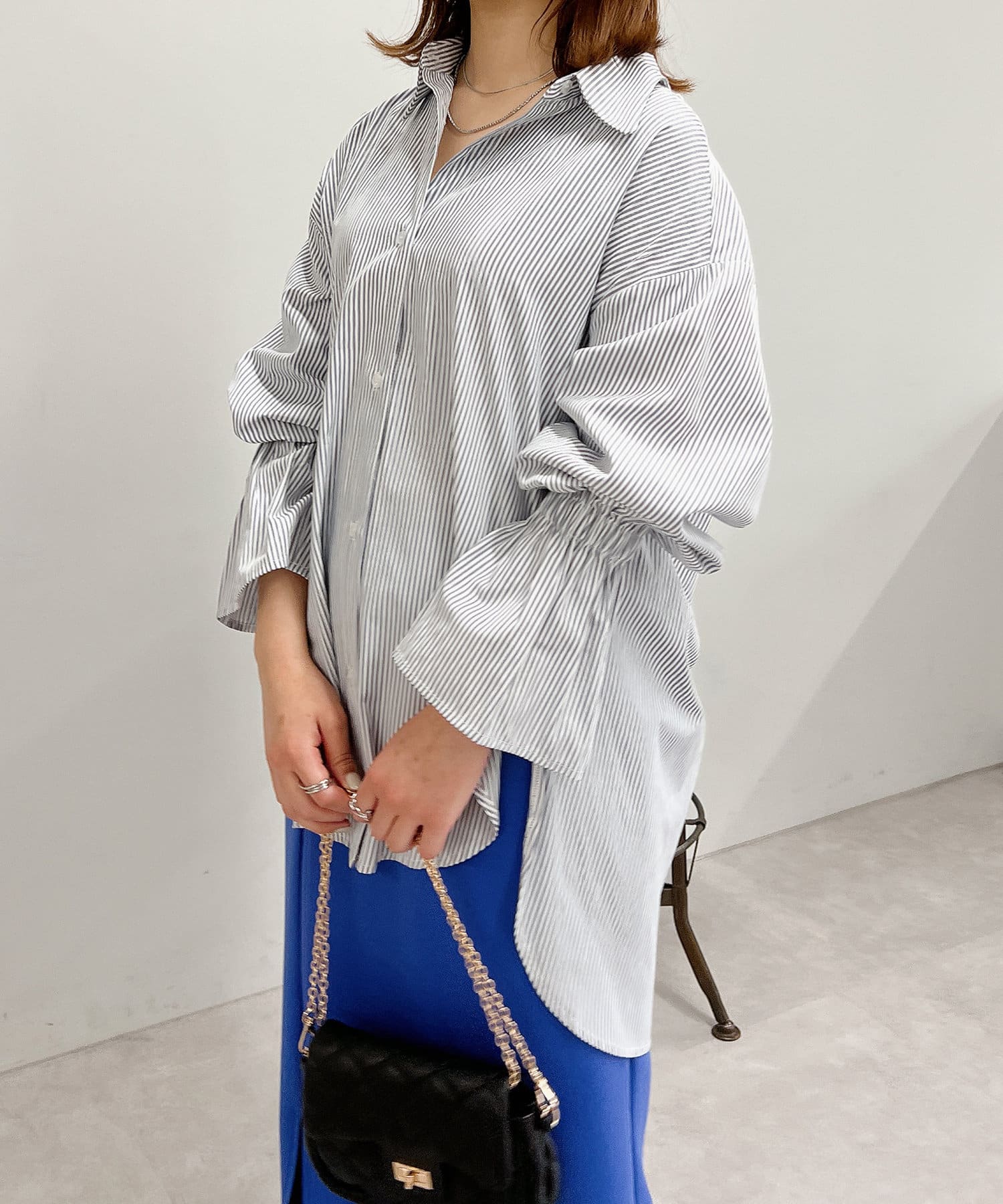 un dix cors(アンディコール) ストライプフレアスリーブシャツ